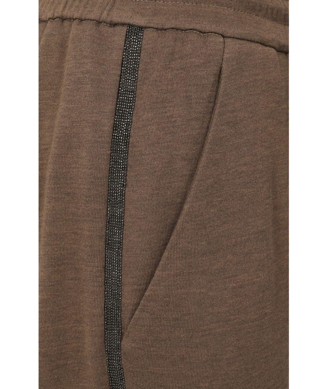 BRUNELLO CUCINELLI Коричневые хлопковые брюки узкие, фото 6