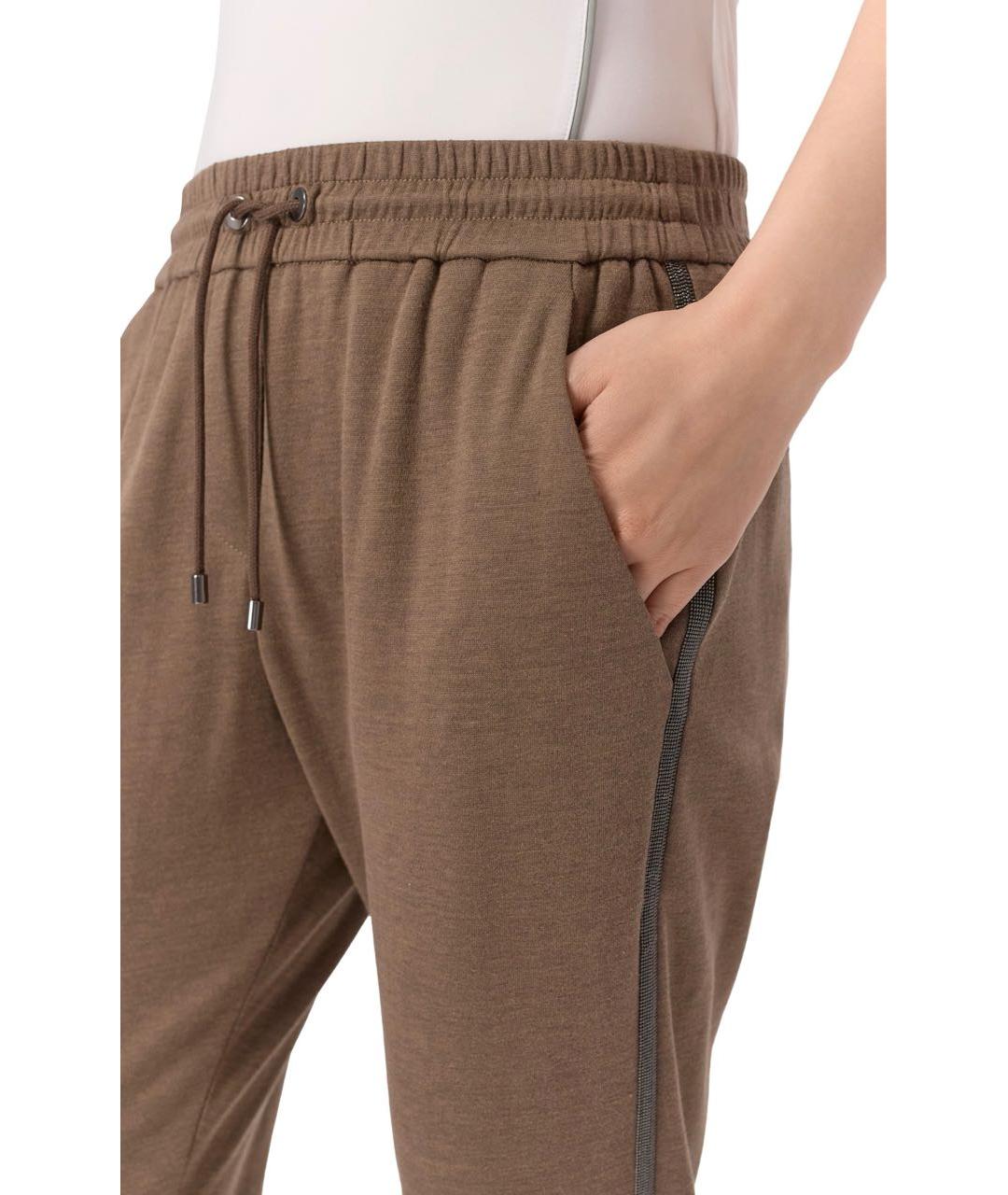 BRUNELLO CUCINELLI Коричневые хлопковые брюки узкие, фото 4
