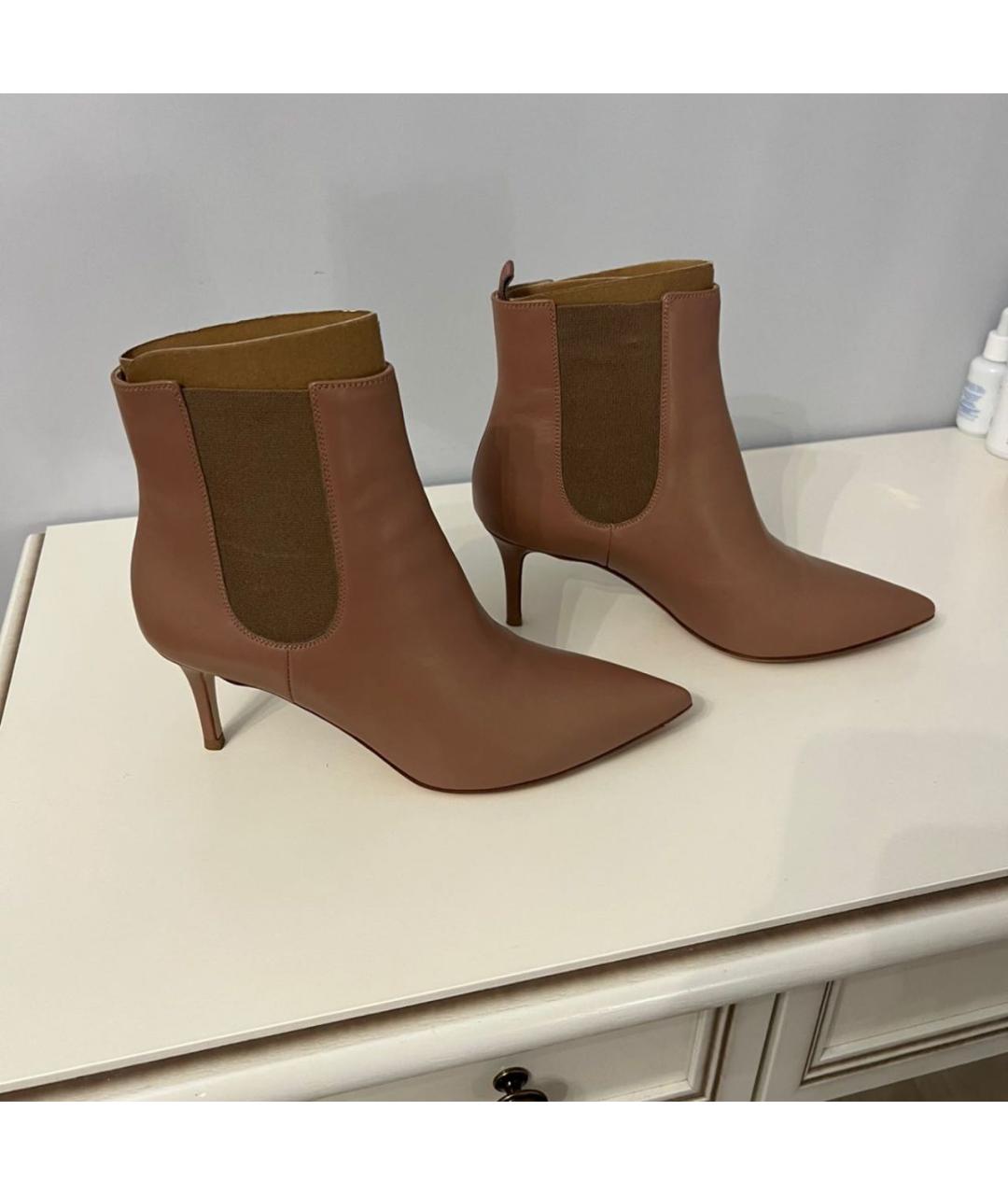 GIANVITO ROSSI Бежевые кожаные ботильоны, фото 4