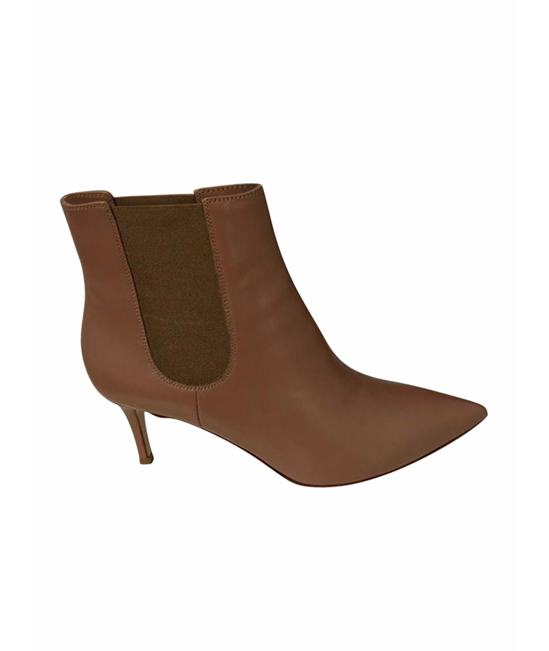GIANVITO ROSSI Бежевые кожаные ботильоны, фото 1