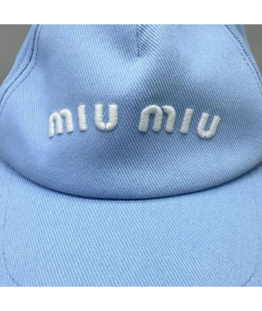MIU MIU Голубая хлопковая кепка, фото 4