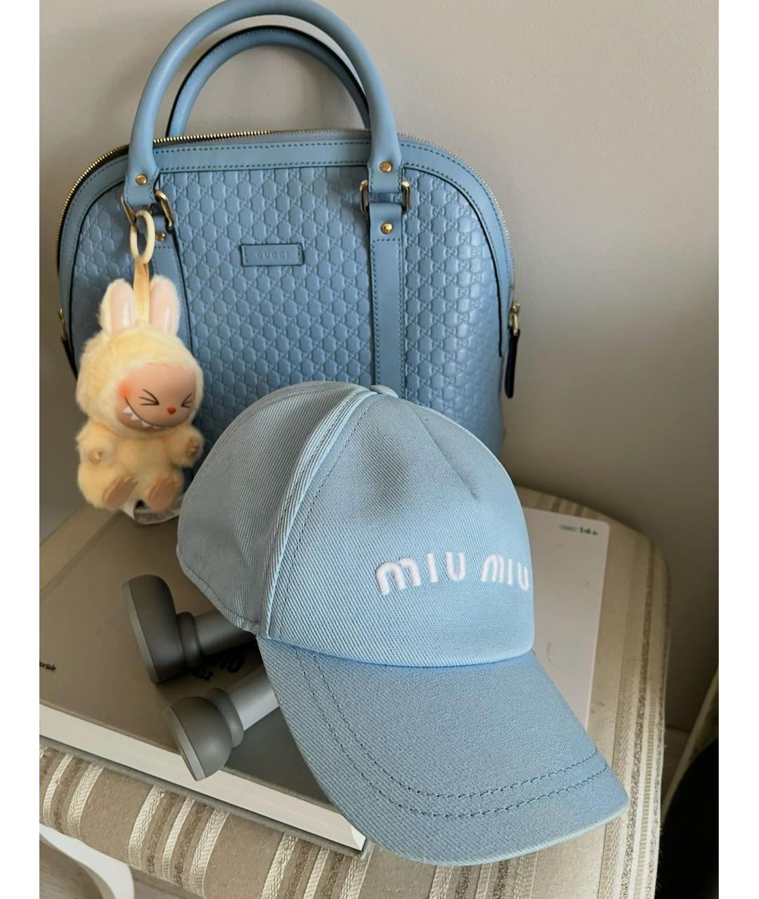 MIU MIU Голубая хлопковая кепка, фото 6