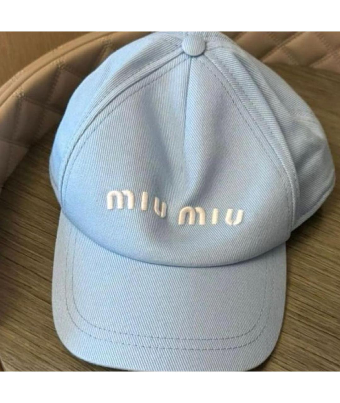 MIU MIU Голубая хлопковая кепка, фото 6