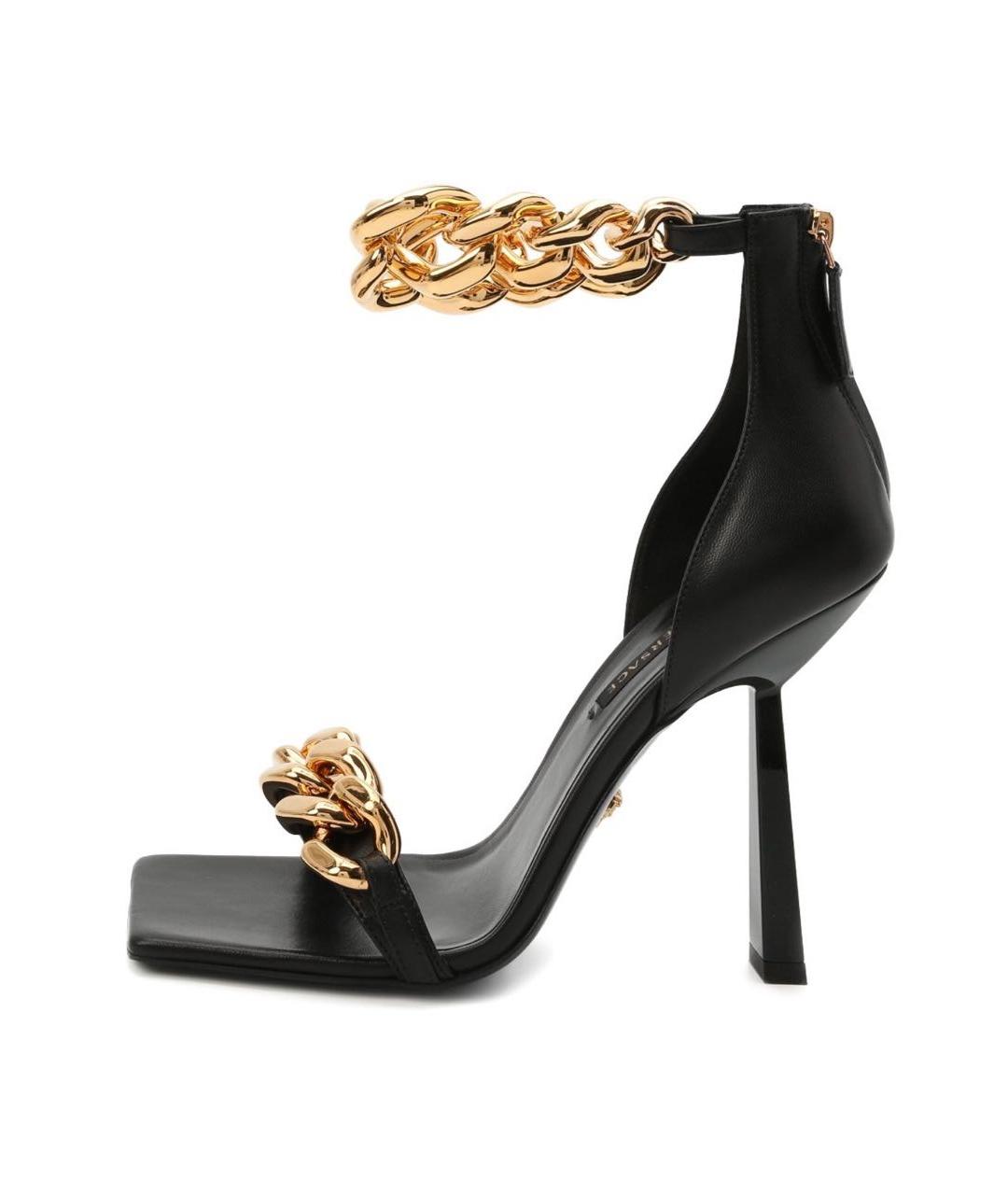 VERSACE Черные кожаные босоножки, фото 6