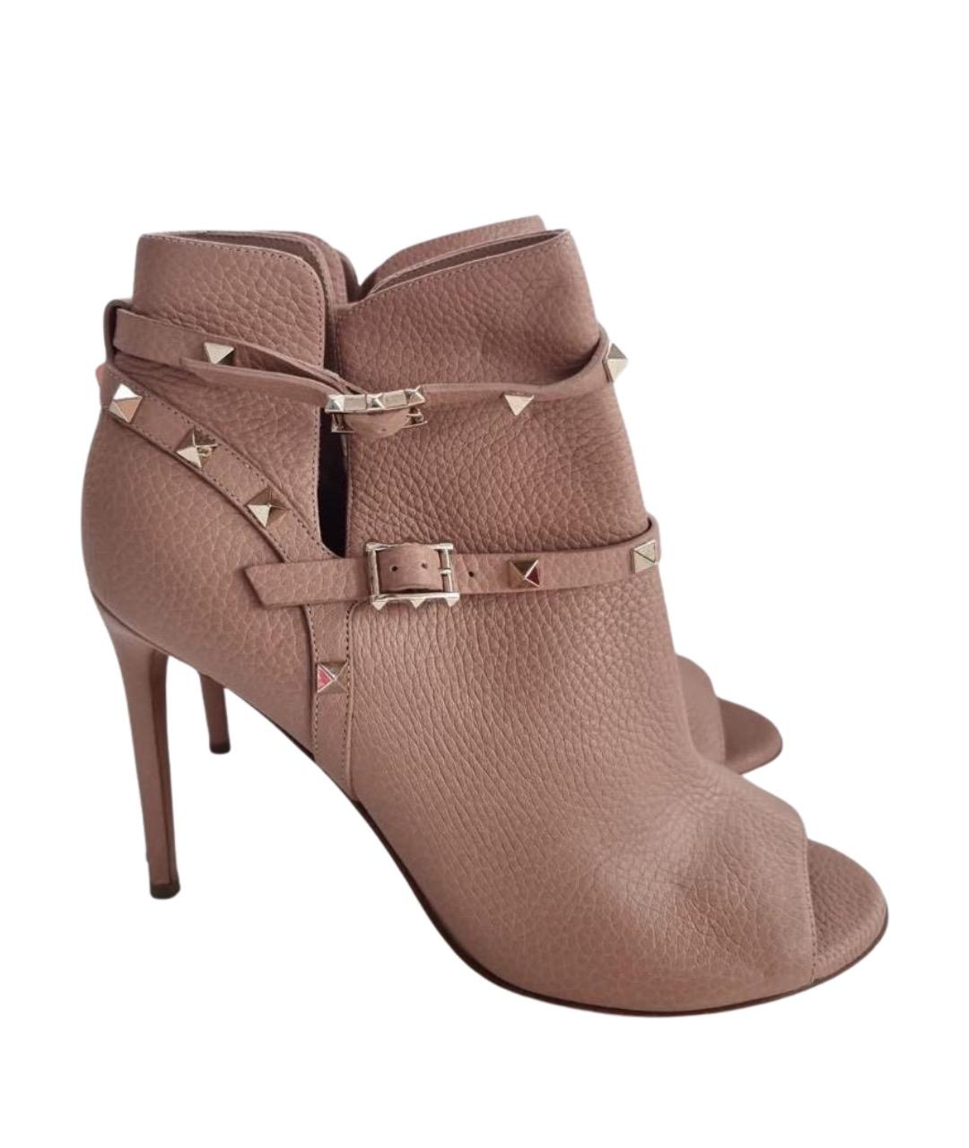 VALENTINO Бежевые кожаные ботильоны, фото 1