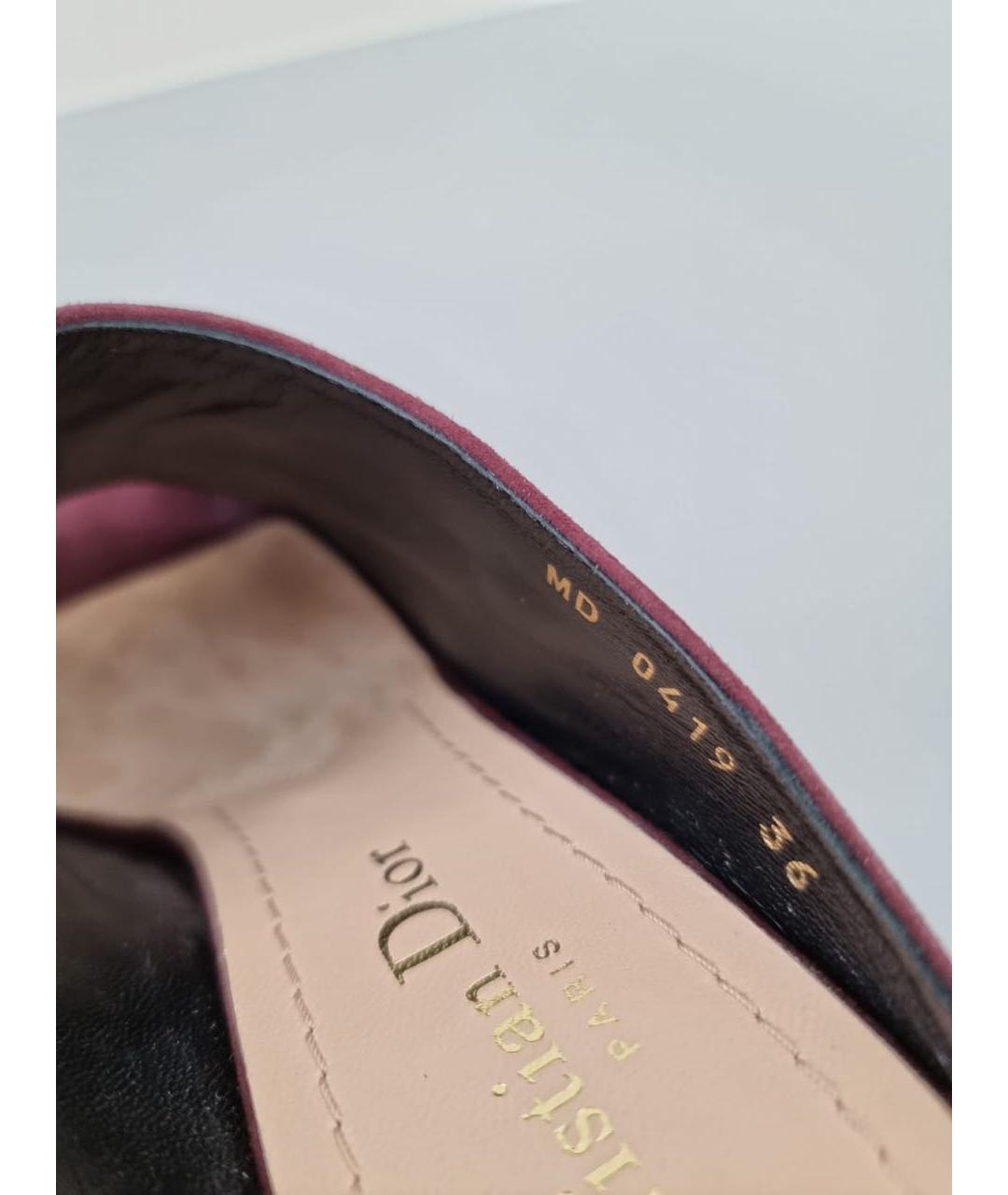CHRISTIAN DIOR Бордовые замшевые мюли, фото 5