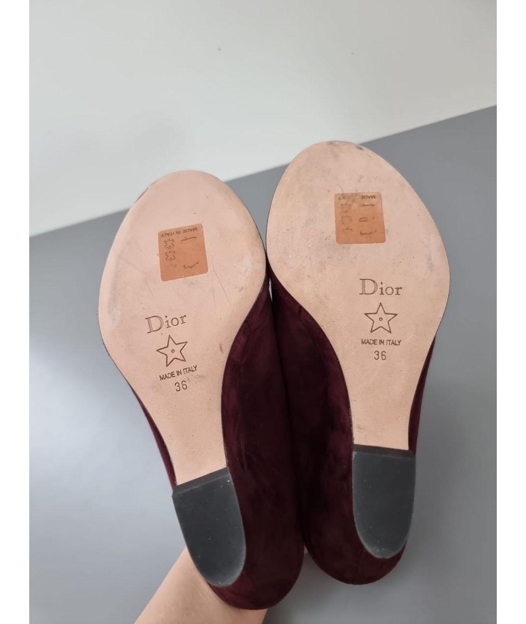 CHRISTIAN DIOR Бордовые замшевые мюли, фото 7