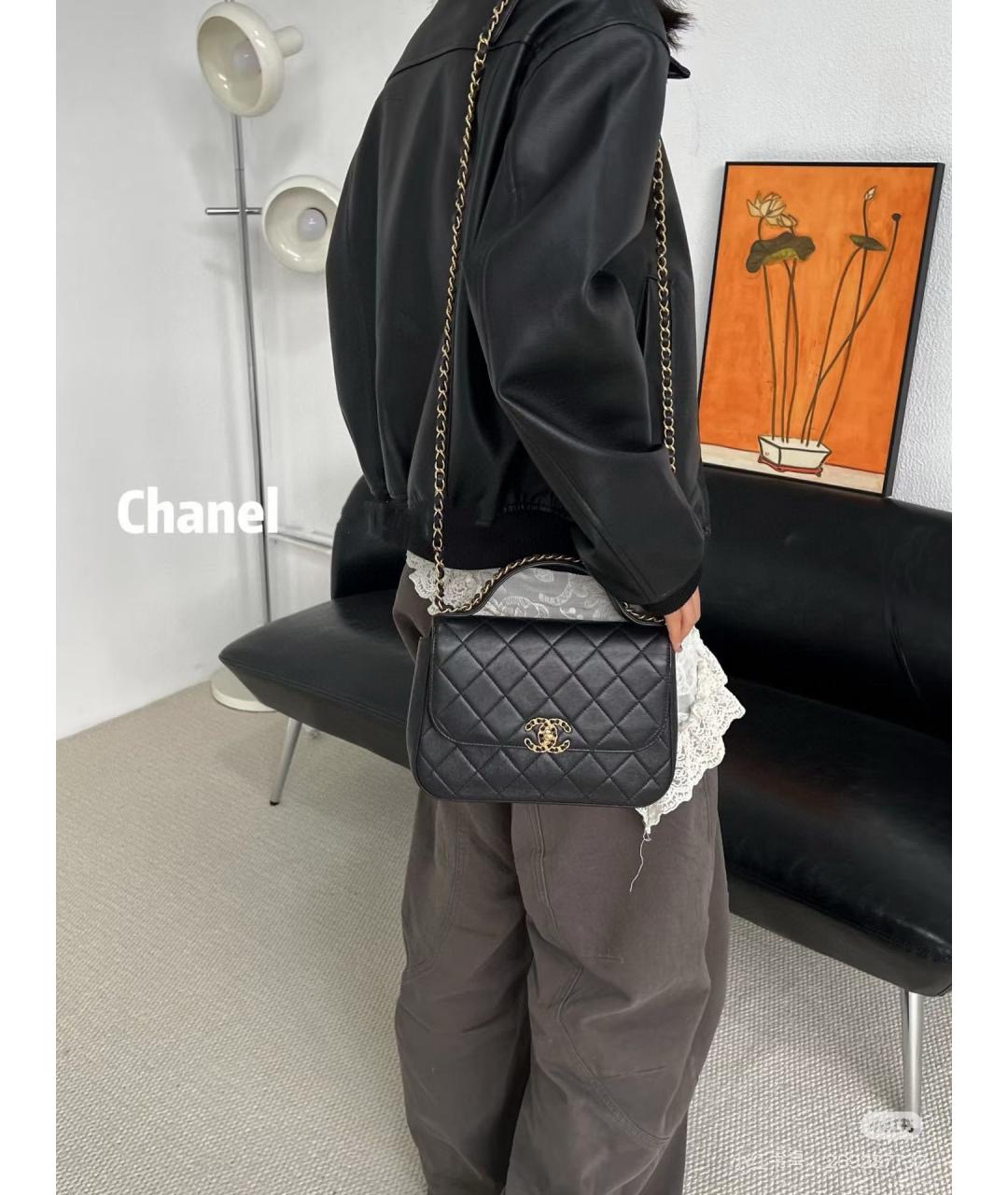 CHANEL Черная кожаная сумка через плечо, фото 6