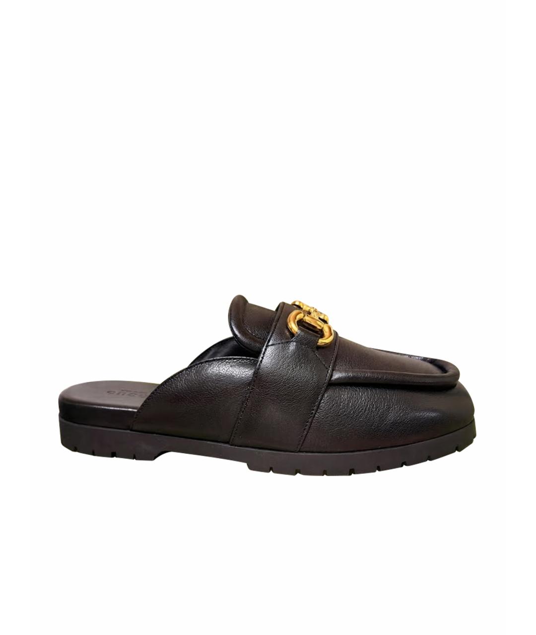 GUCCI Черные кожаные мюли, фото 1