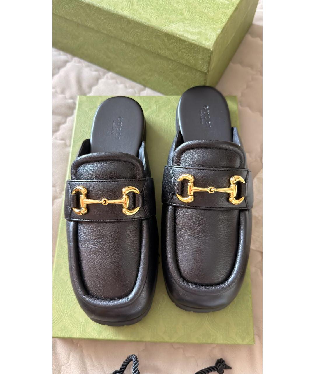 GUCCI Черные кожаные мюли, фото 3