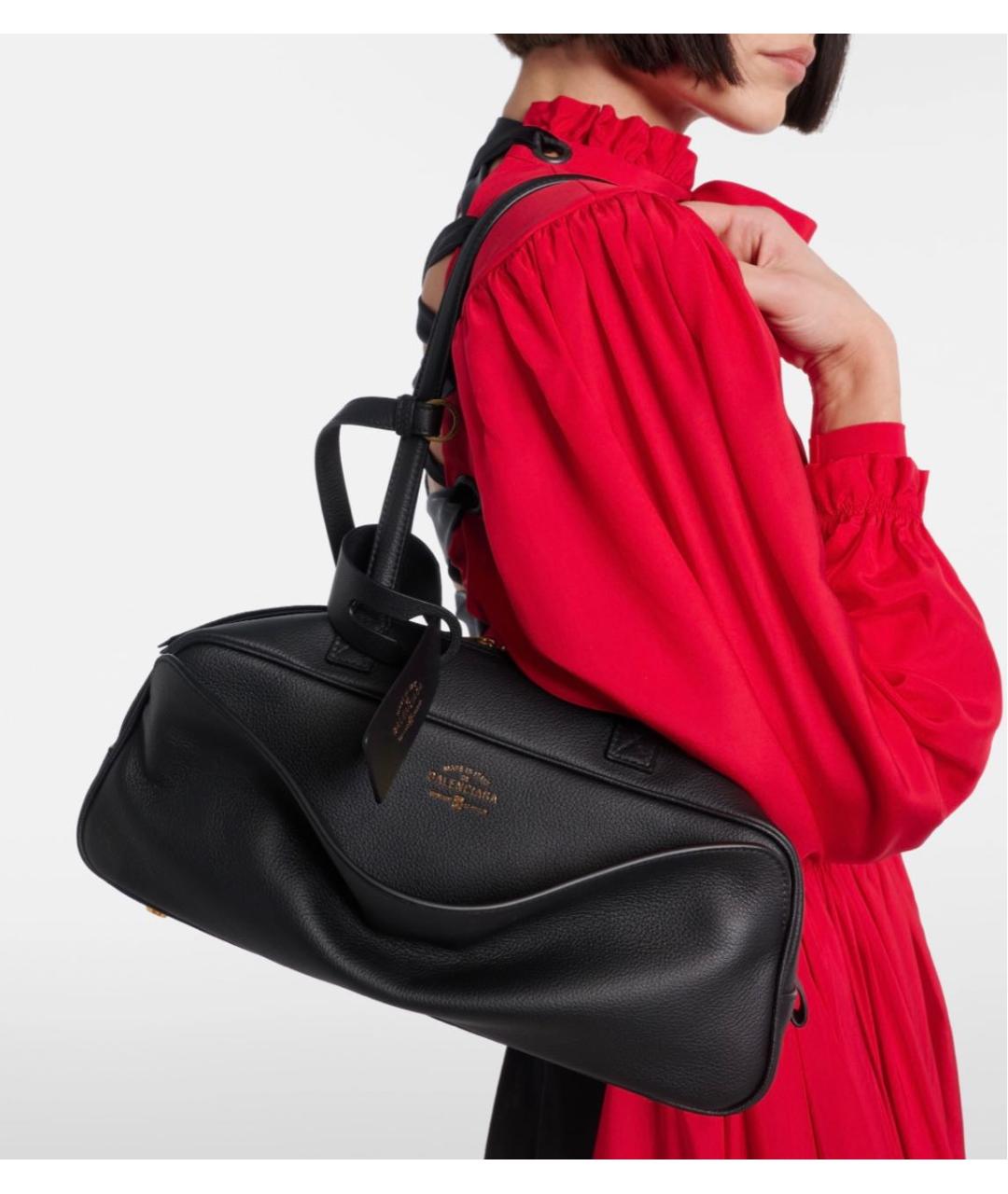BALENCIAGA Черная кожаная сумка через плечо, фото 2