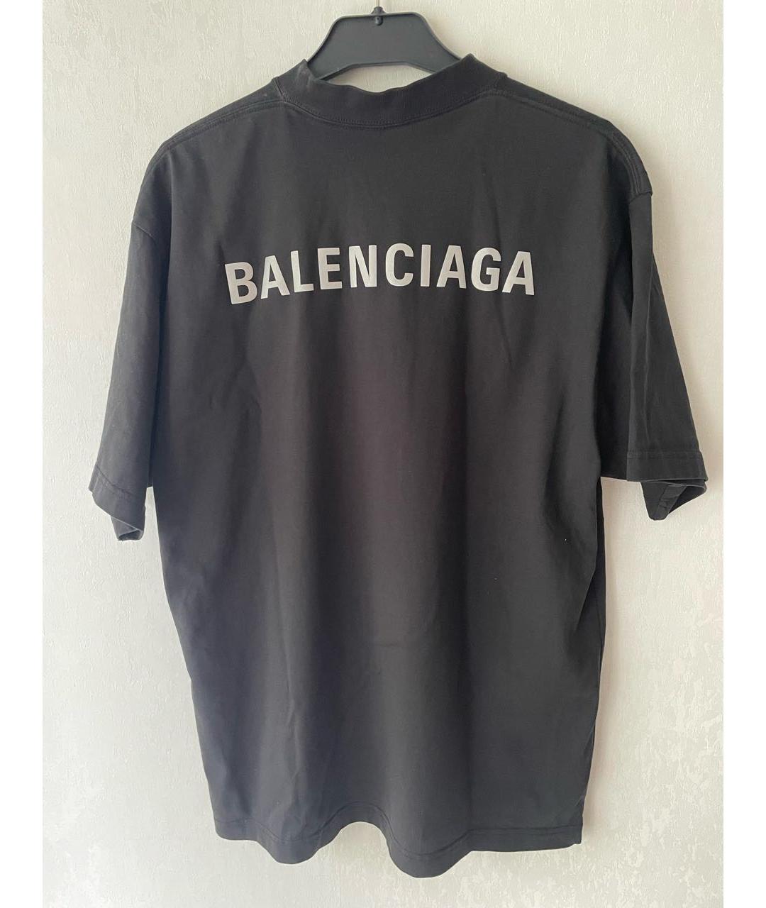 BALENCIAGA Черная хлопковая футболка, фото 2