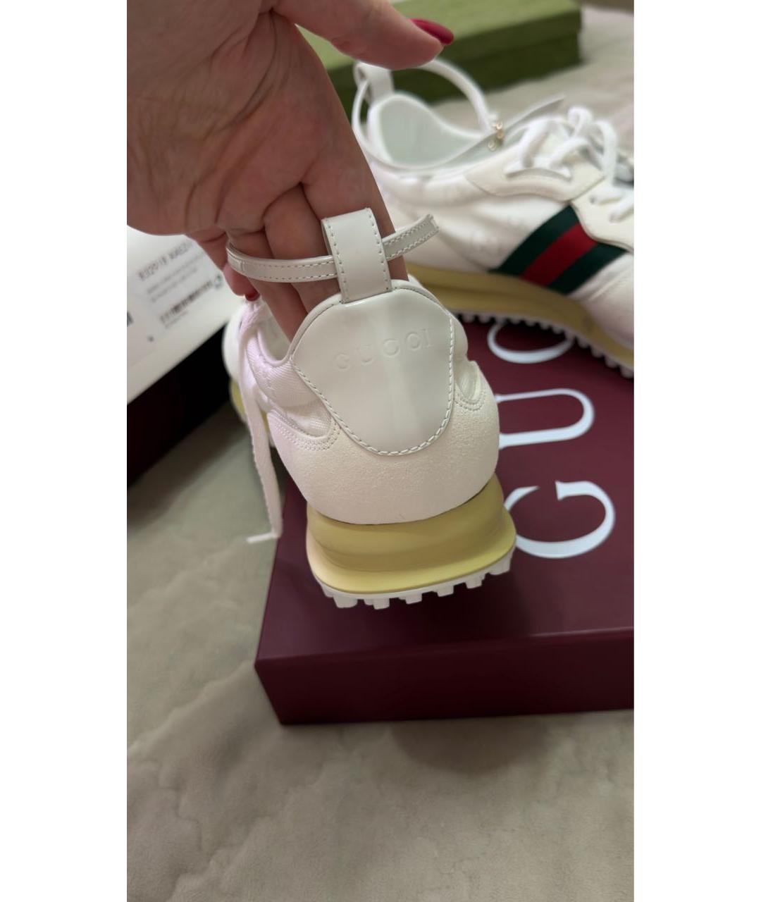 GUCCI Белые текстильные кроссовки, фото 4