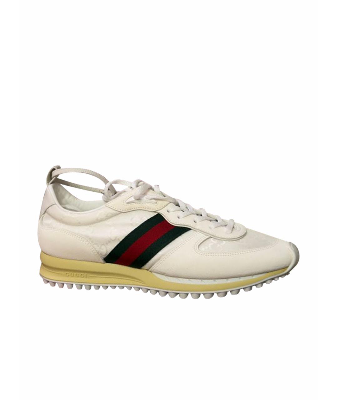 GUCCI Белые текстильные кроссовки, фото 1