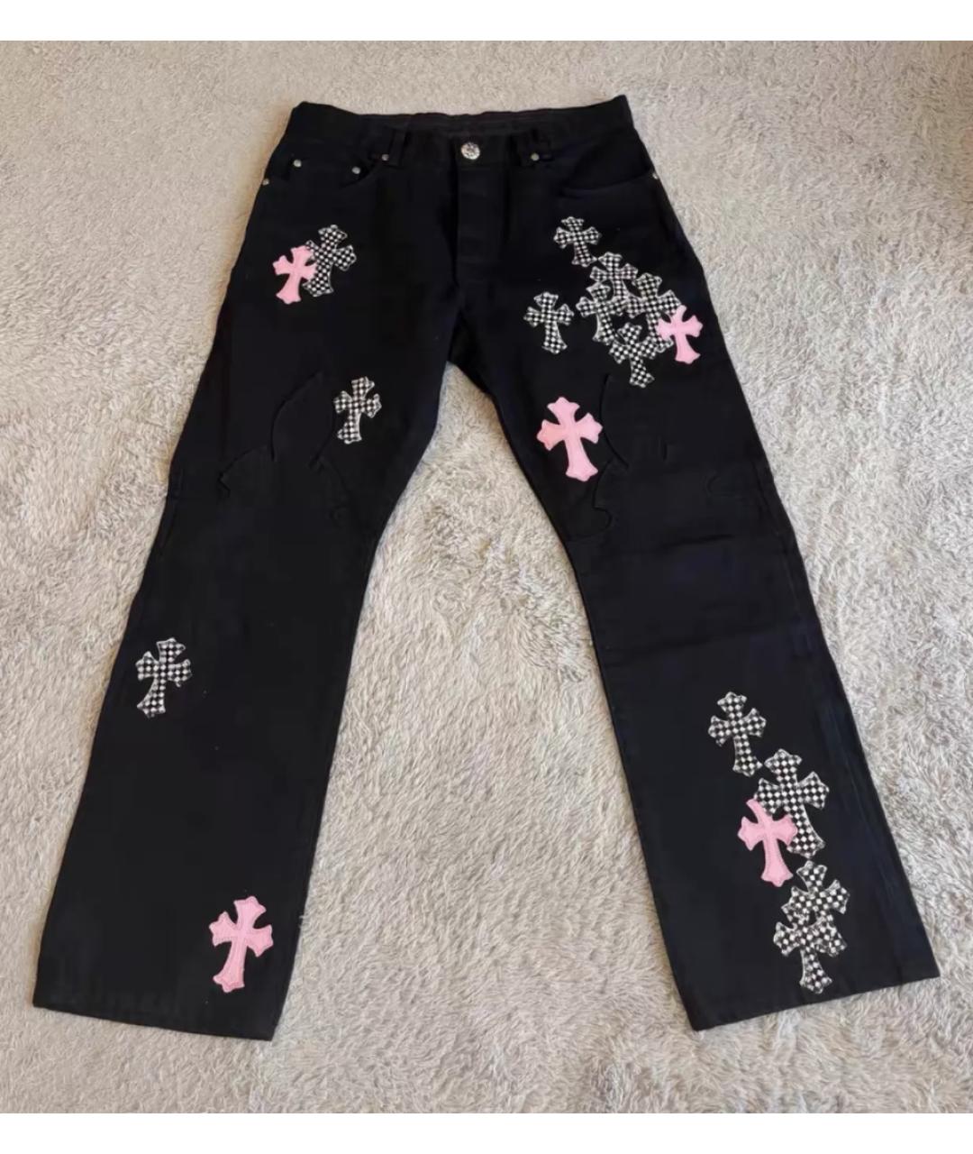 CHROME HEARTS Черные хлопковые прямые джинсы, фото 8