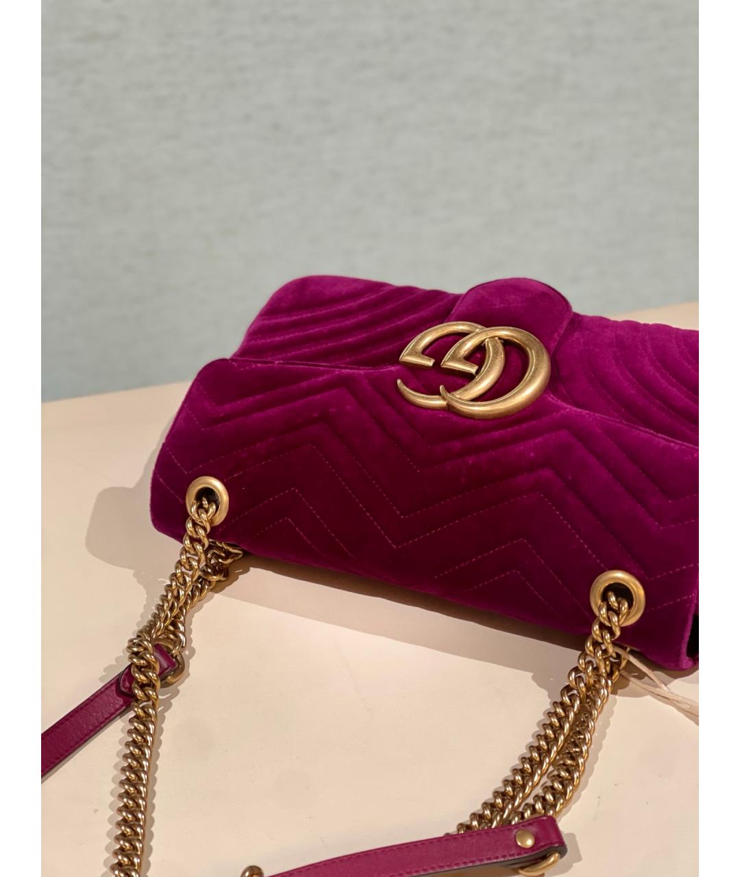 GUCCI Фиолетовая бархатная сумка через плечо, фото 6