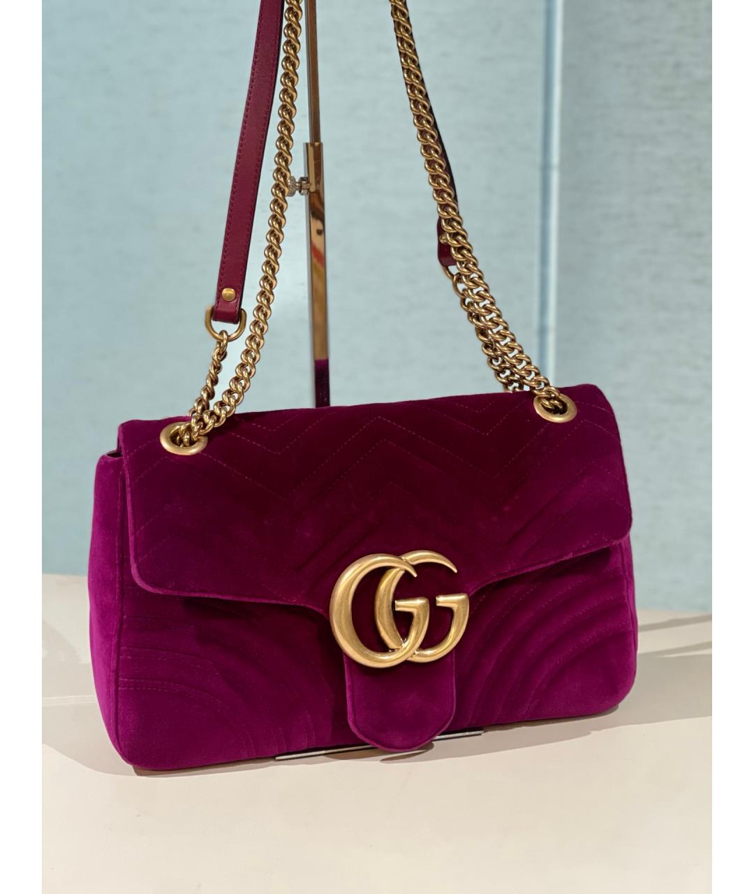 GUCCI Фиолетовая бархатная сумка через плечо, фото 2