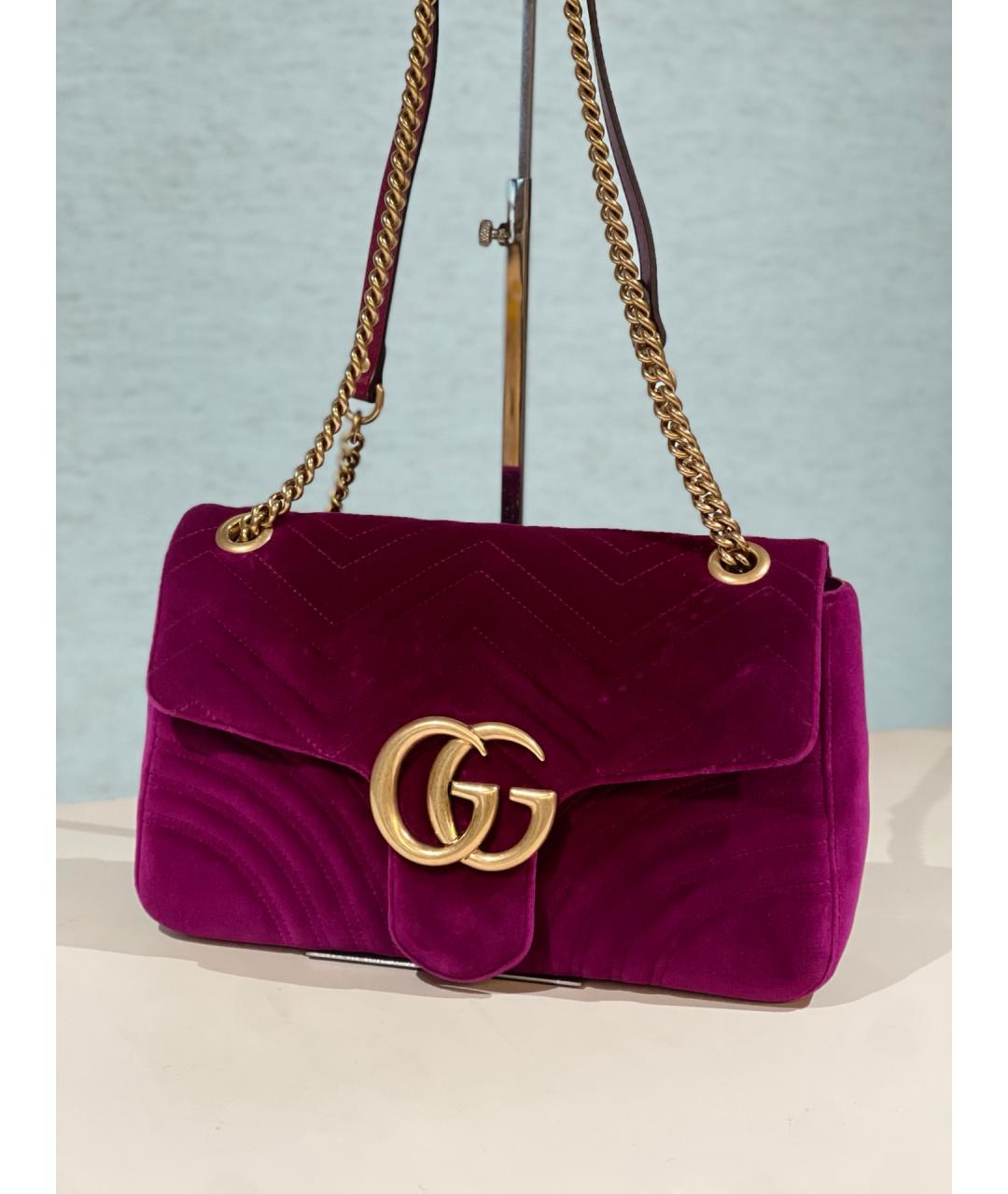GUCCI Фиолетовая бархатная сумка через плечо, фото 7