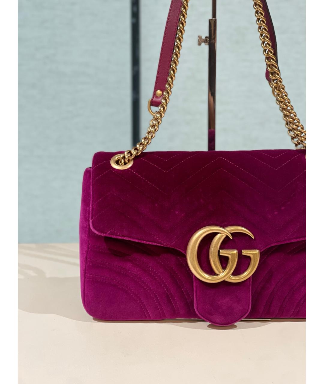 GUCCI Фиолетовая бархатная сумка через плечо, фото 4