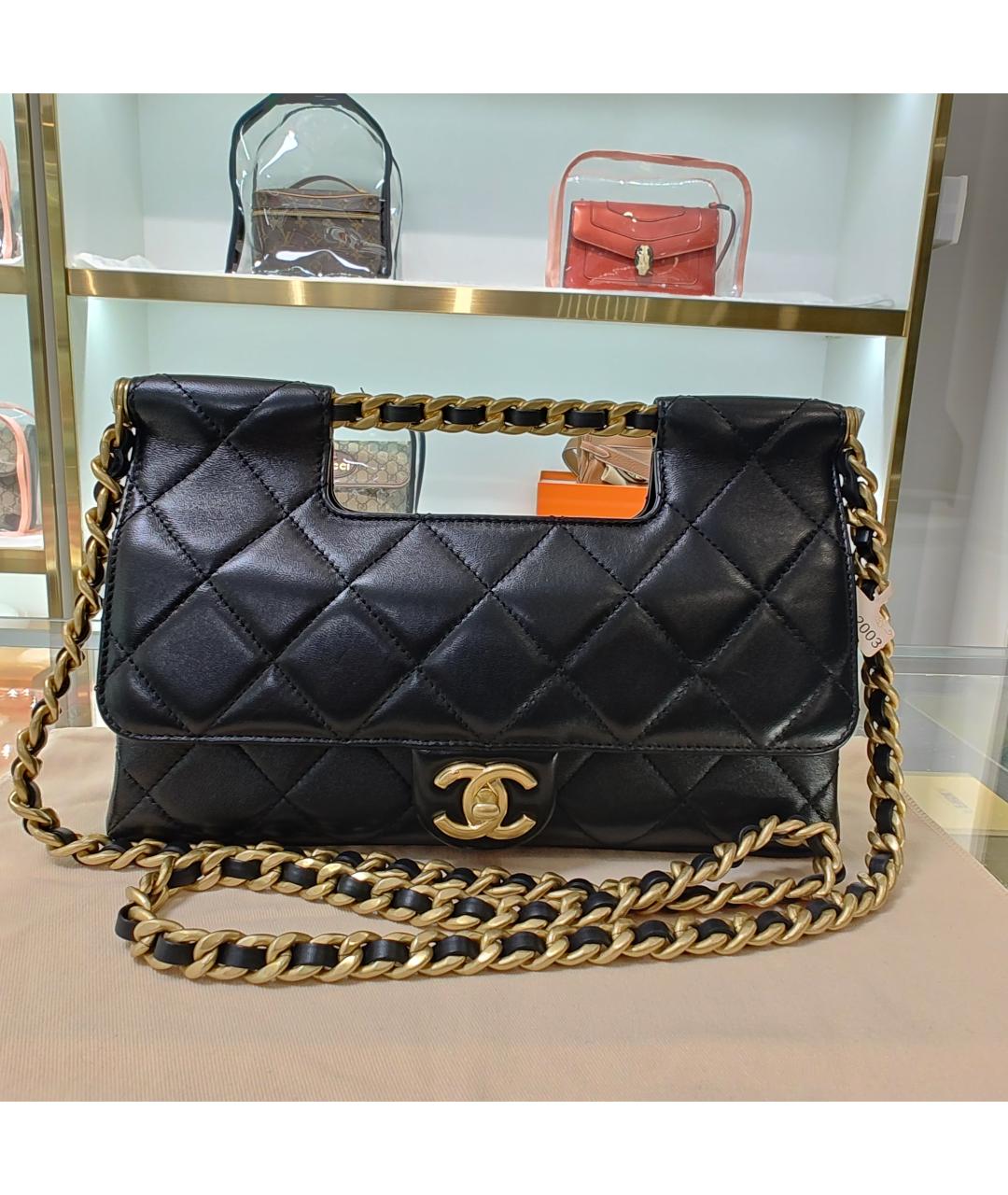CHANEL Черная кожаная сумка через плечо, фото 6