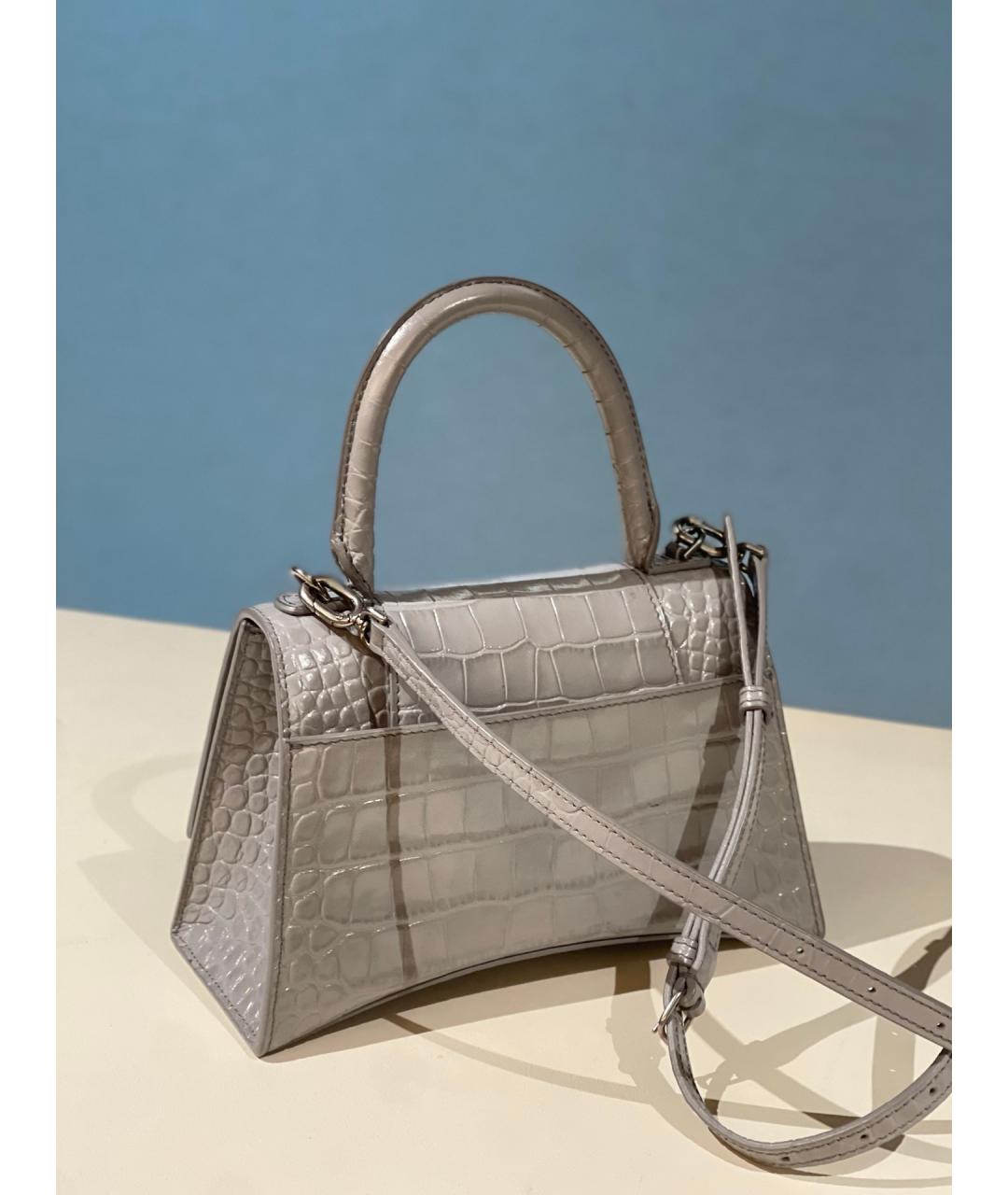 BALENCIAGA Серая кожаная сумка с короткими ручками, фото 4