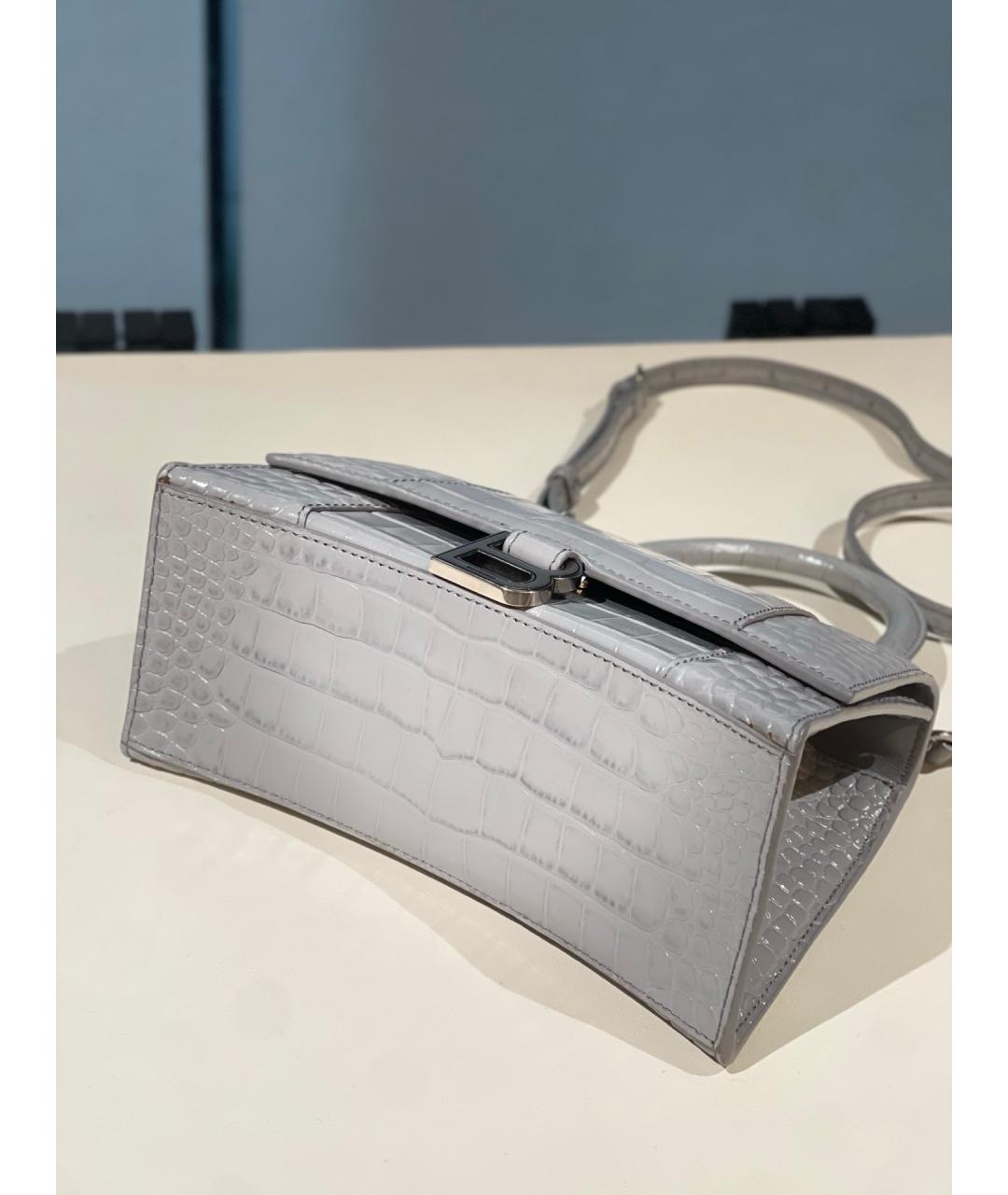 BALENCIAGA Серая кожаная сумка с короткими ручками, фото 5