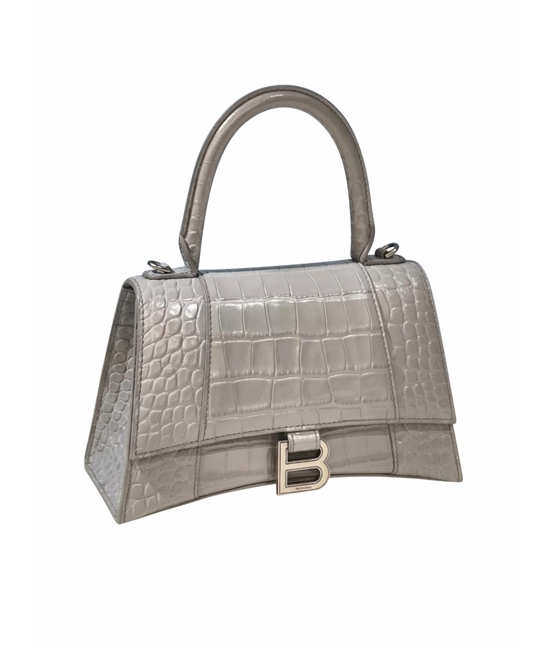 BALENCIAGA Серая кожаная сумка с короткими ручками, фото 1