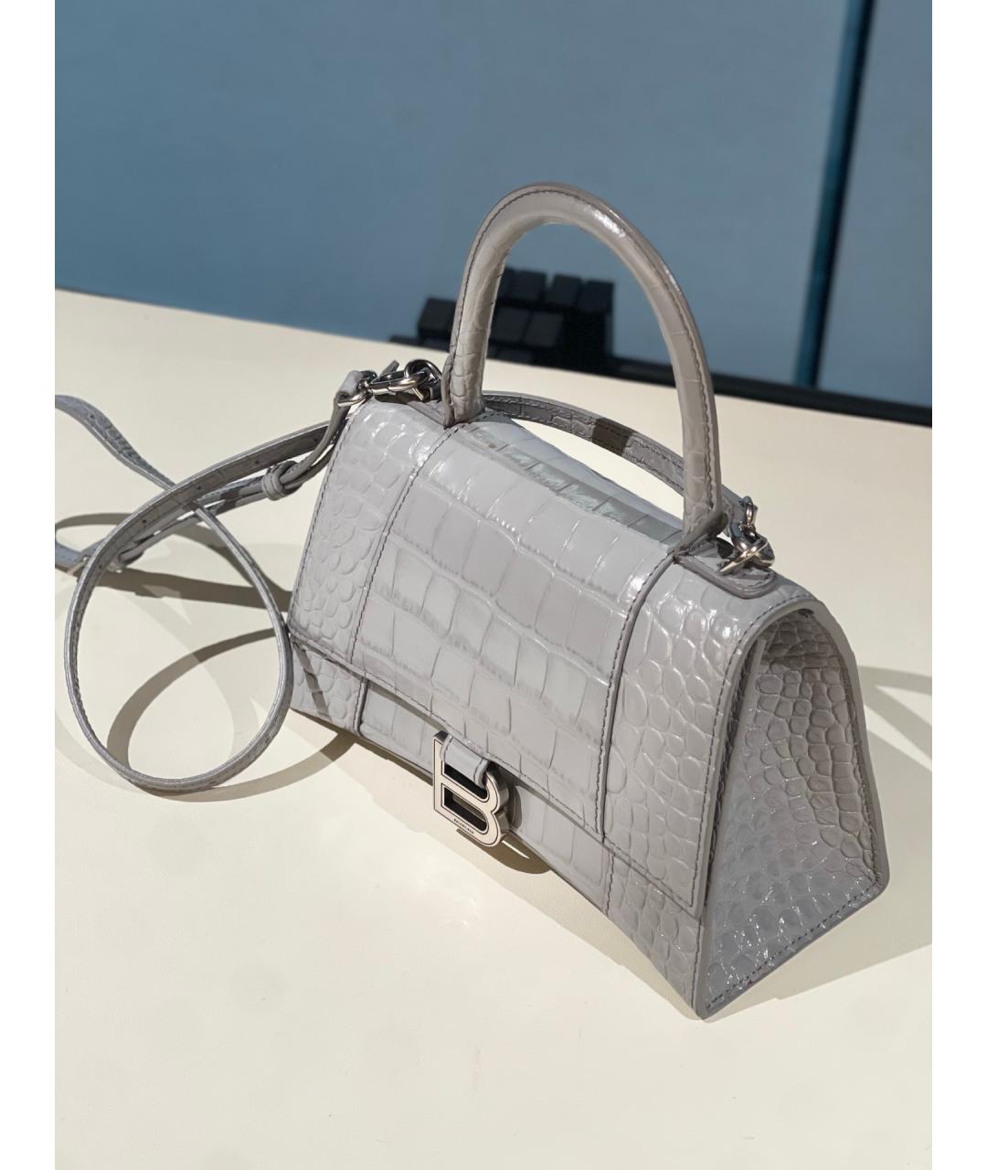 BALENCIAGA Серая кожаная сумка с короткими ручками, фото 3