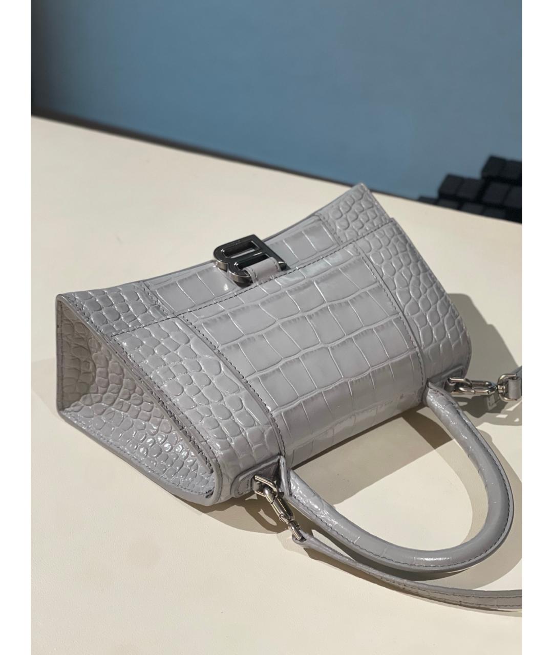 BALENCIAGA Серая кожаная сумка с короткими ручками, фото 6