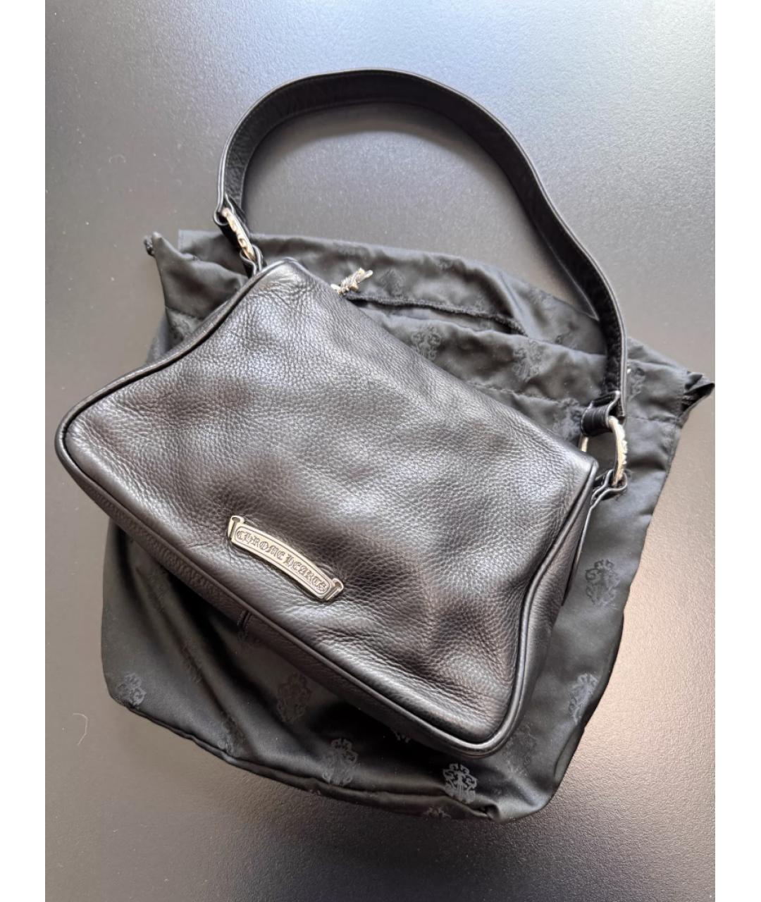 CHROME HEARTS Черная кожаная сумка с короткими ручками, фото 3