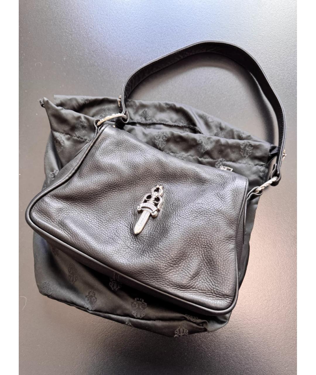 CHROME HEARTS Черная кожаная сумка с короткими ручками, фото 4