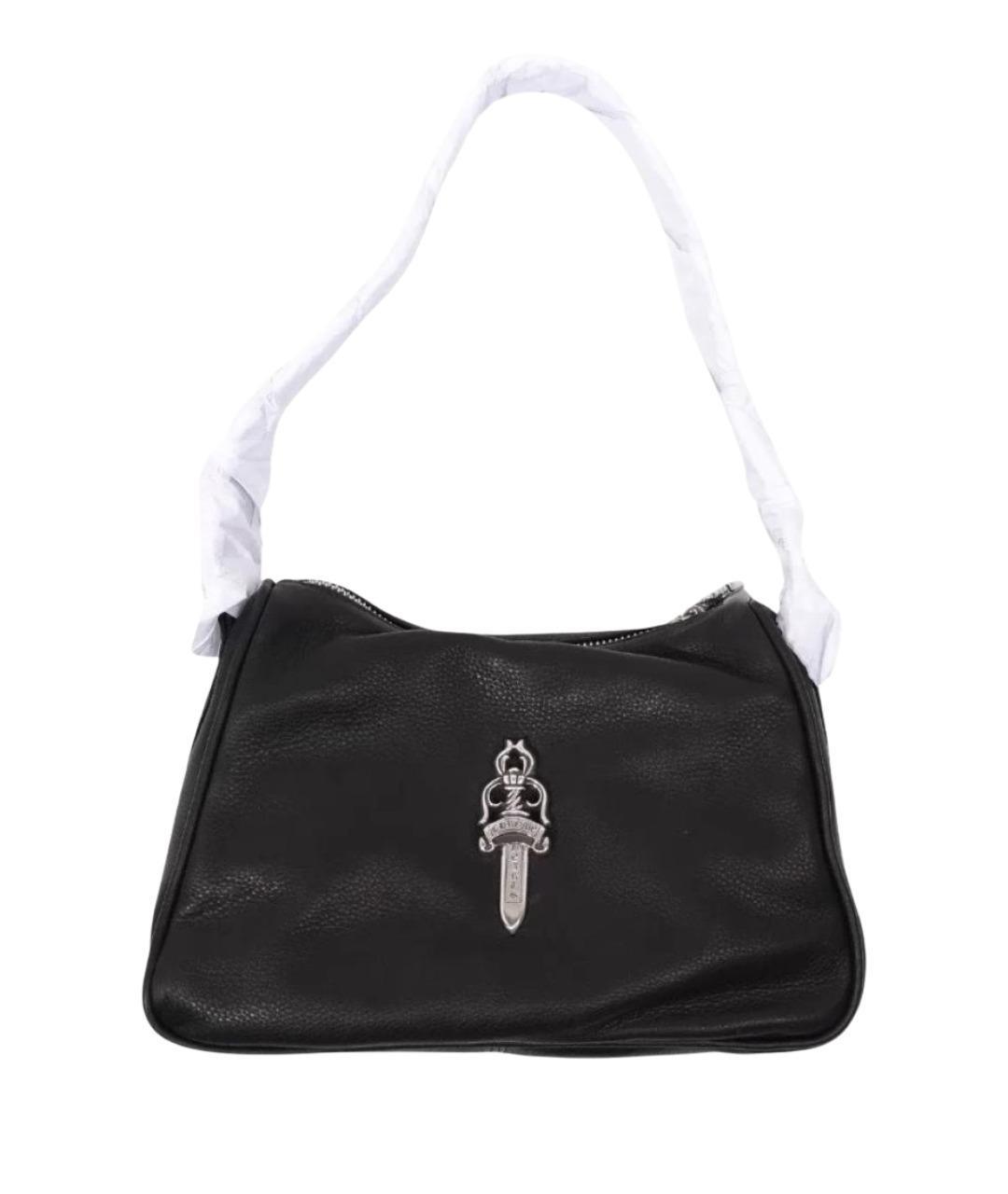 CHROME HEARTS Черная кожаная сумка с короткими ручками, фото 1