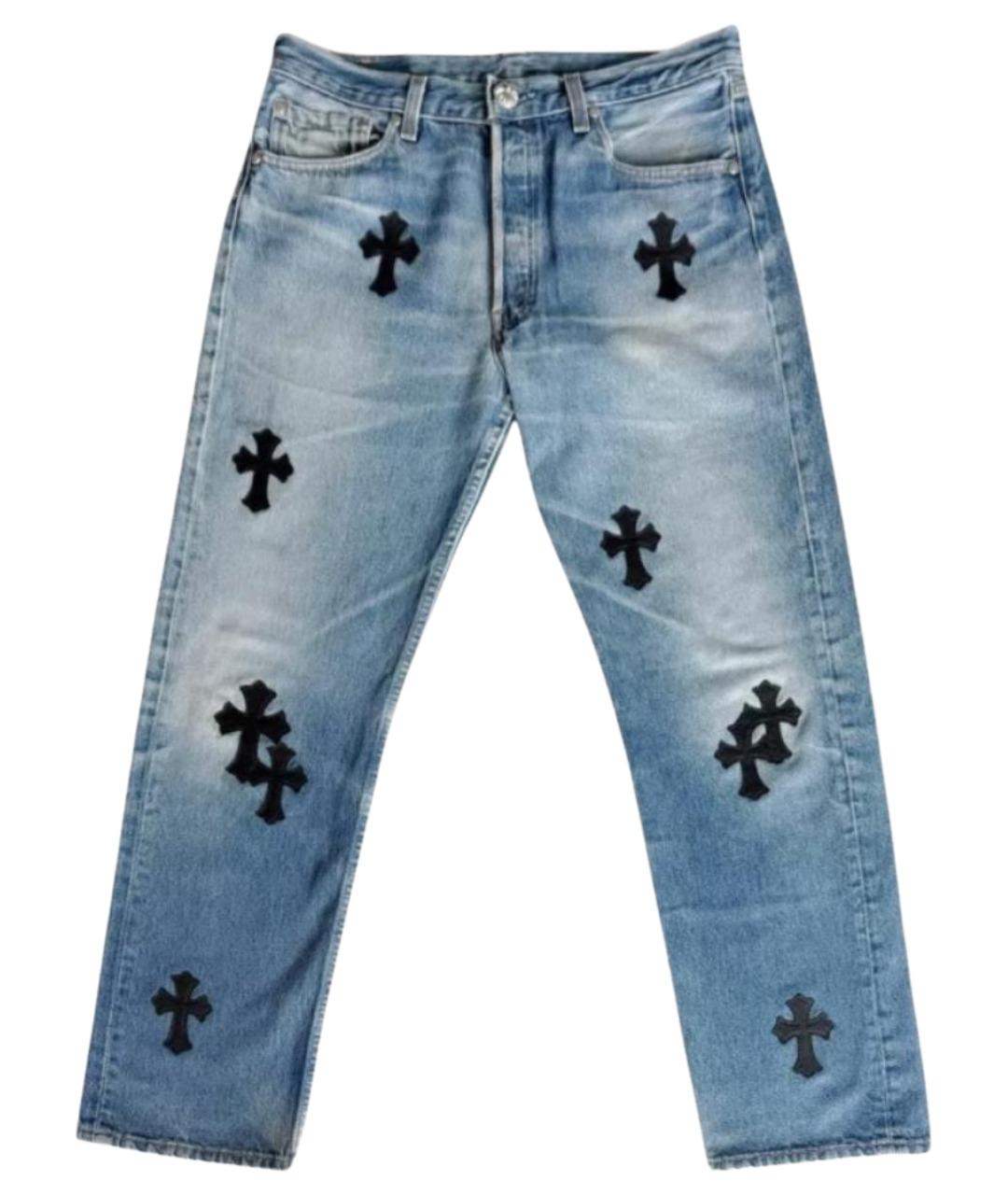CHROME HEARTS Синие прямые джинсы, фото 1