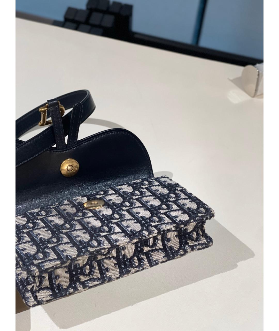 CHRISTIAN DIOR Темно-синяя жаккардовая поясная сумка, фото 6