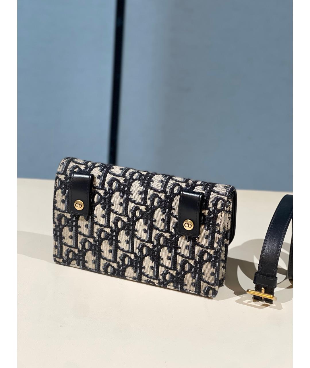 CHRISTIAN DIOR Темно-синяя жаккардовая поясная сумка, фото 3