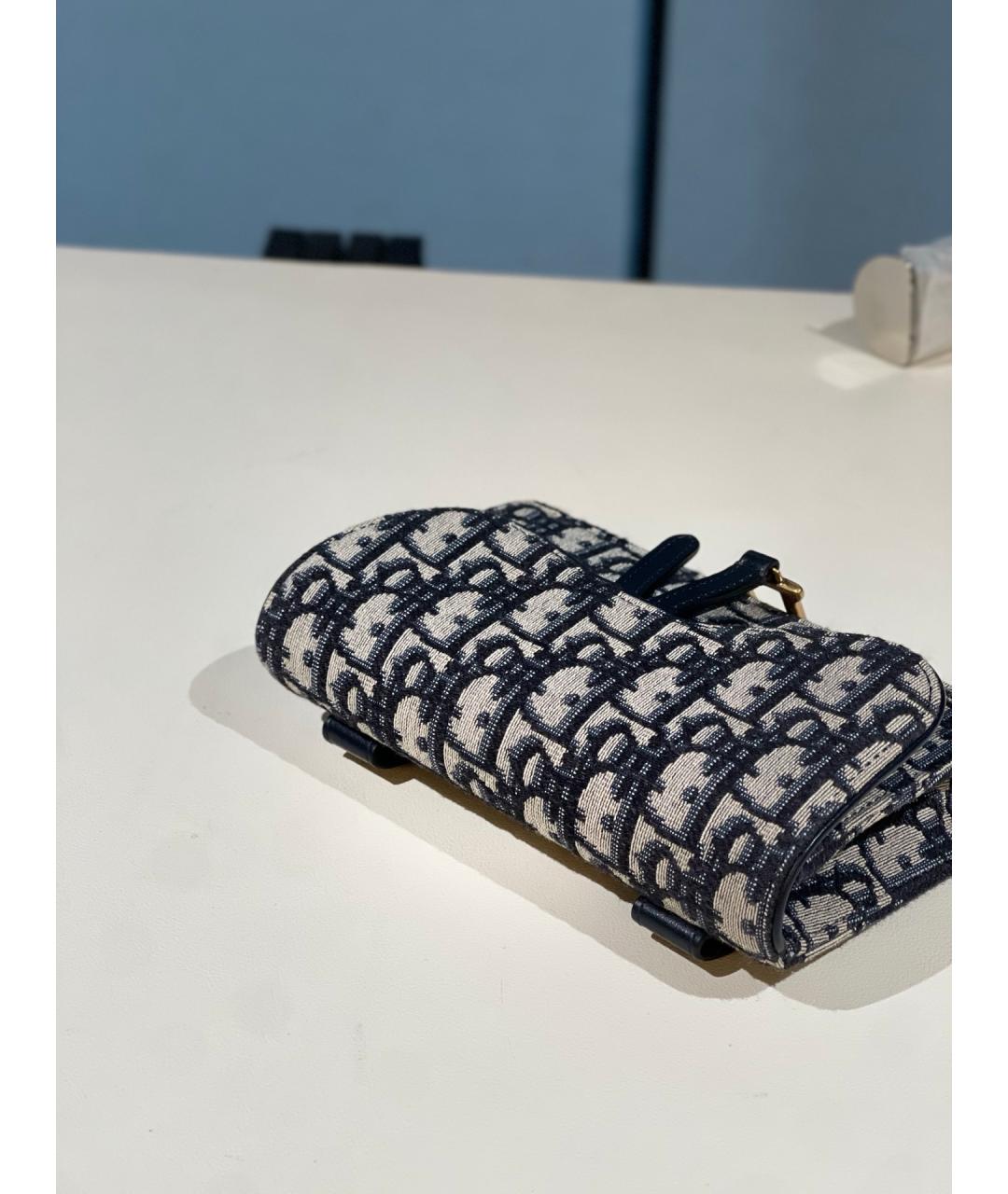 CHRISTIAN DIOR Темно-синяя жаккардовая поясная сумка, фото 4