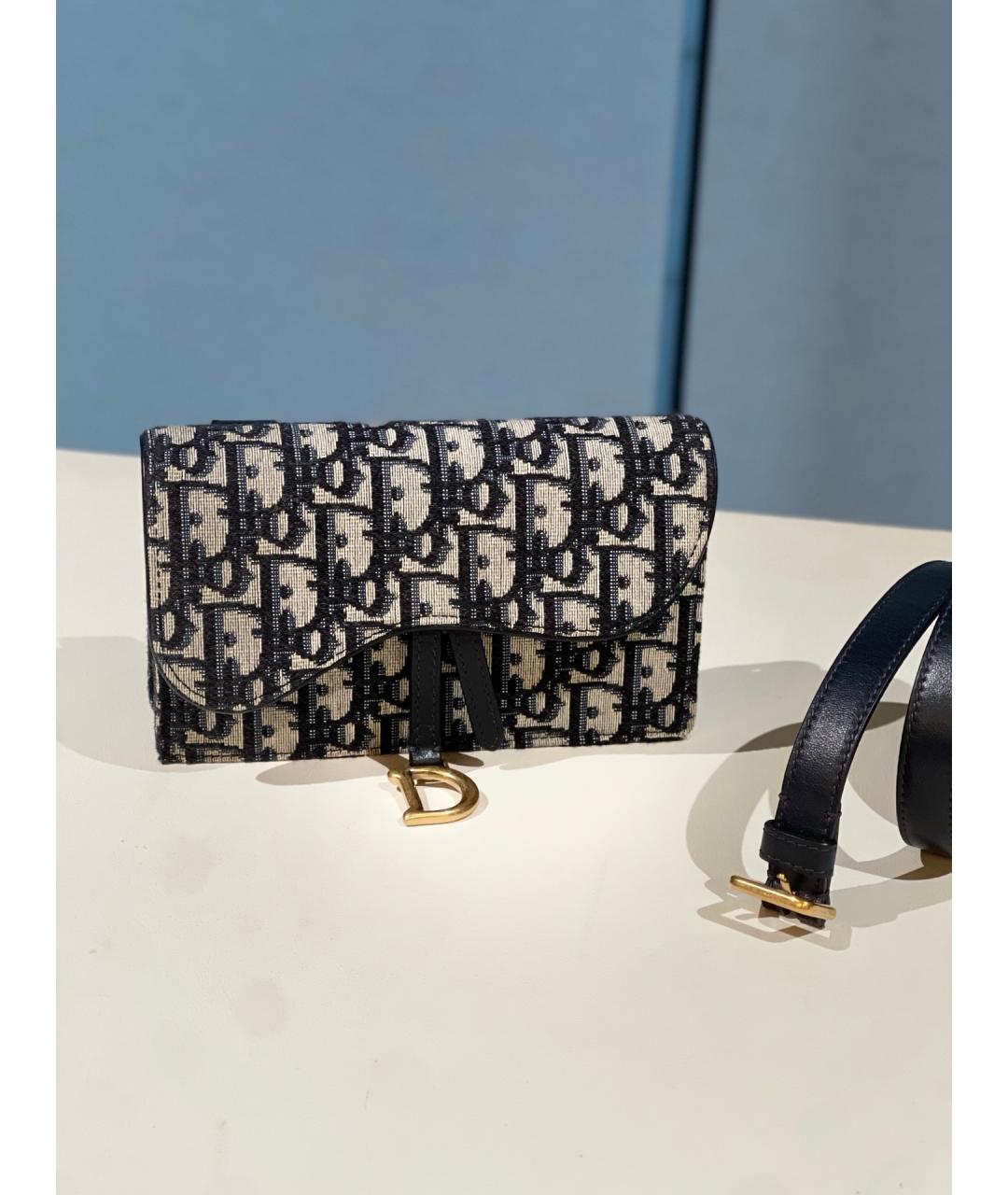 CHRISTIAN DIOR Темно-синяя жаккардовая поясная сумка, фото 7