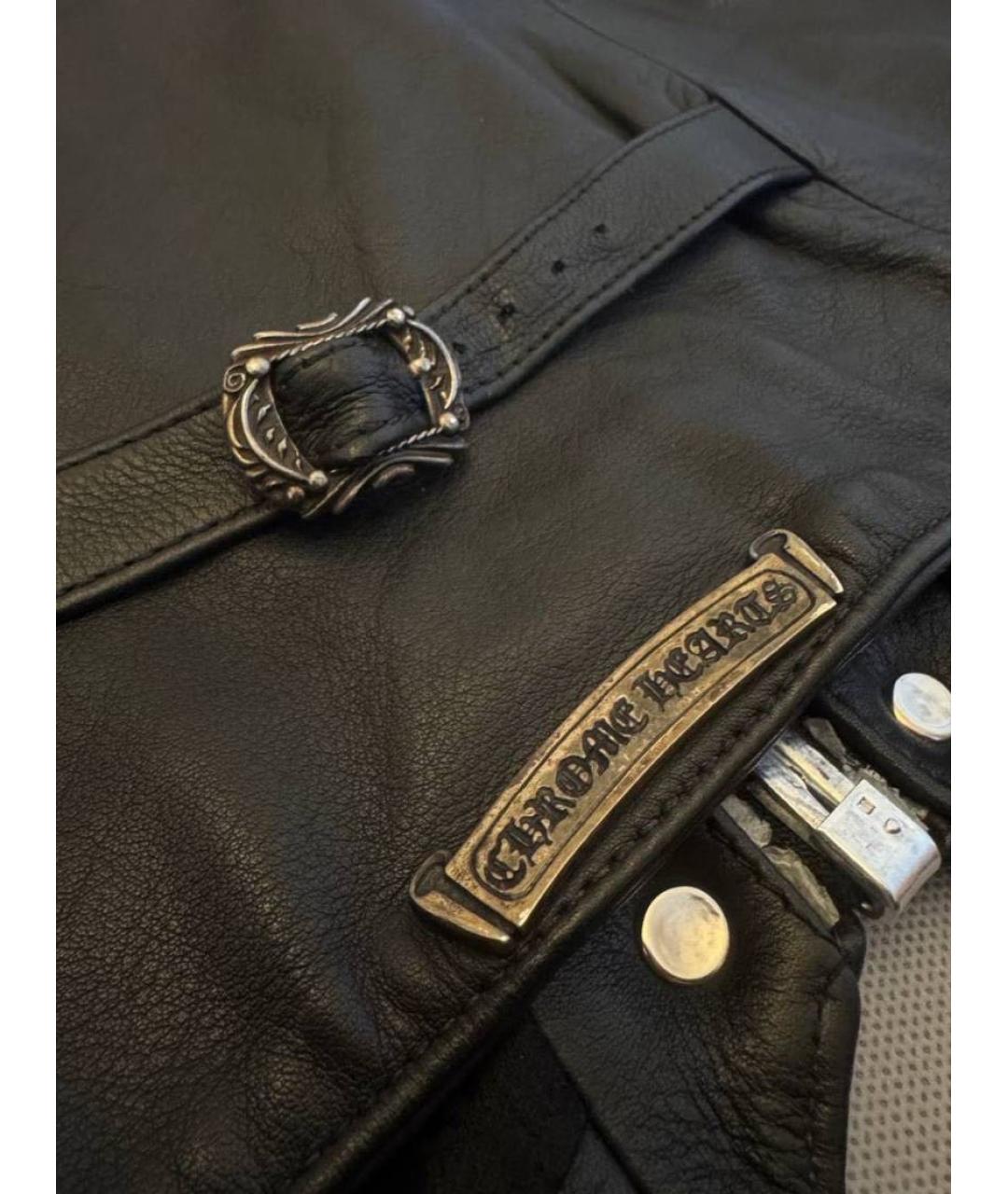 CHROME HEARTS Черный кожаный жилет, фото 4