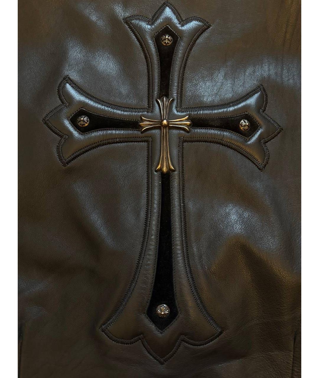 CHROME HEARTS Черный кожаный жилет, фото 3