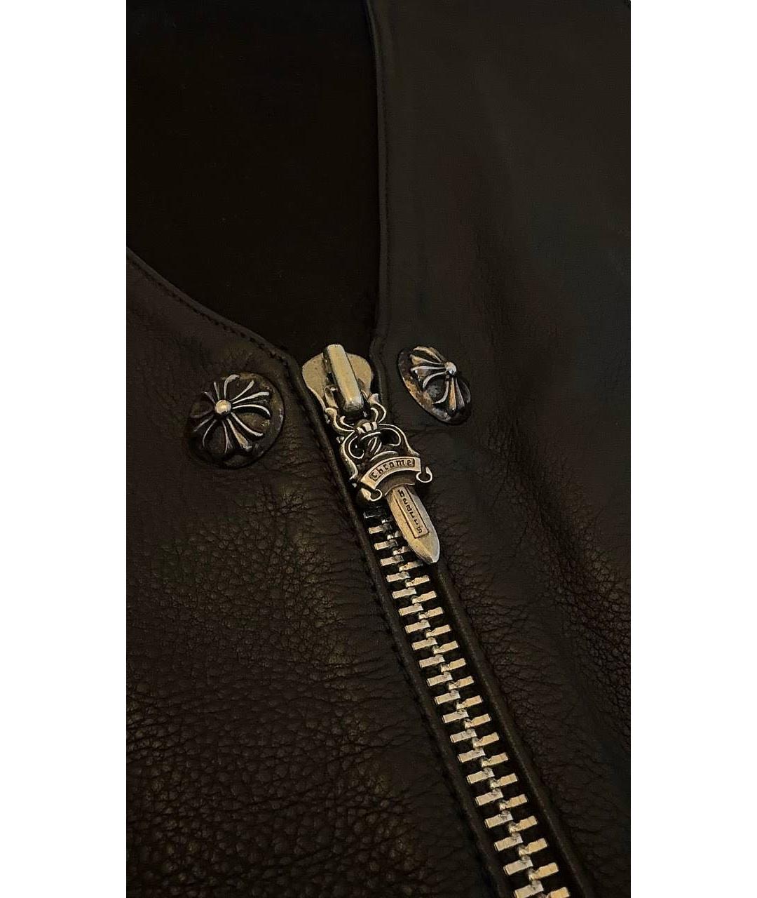 CHROME HEARTS Черный кожаный жилет, фото 5