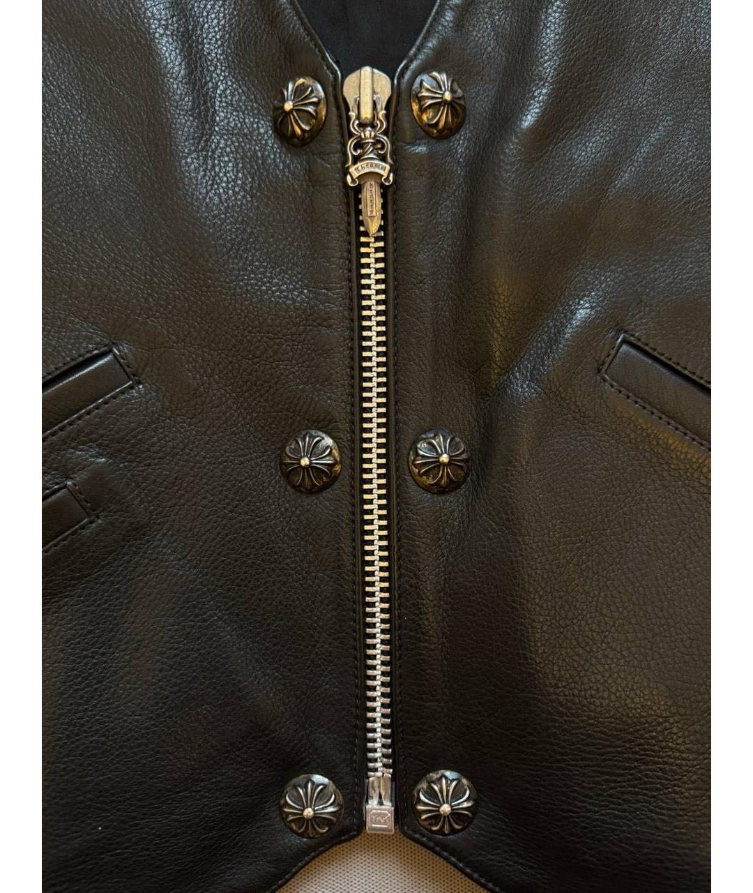 CHROME HEARTS Черный кожаный жилет, фото 6