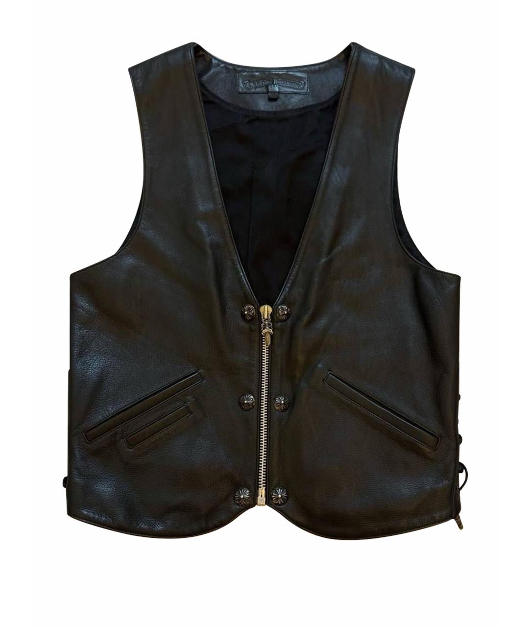 CHROME HEARTS Черный кожаный жилет, фото 1