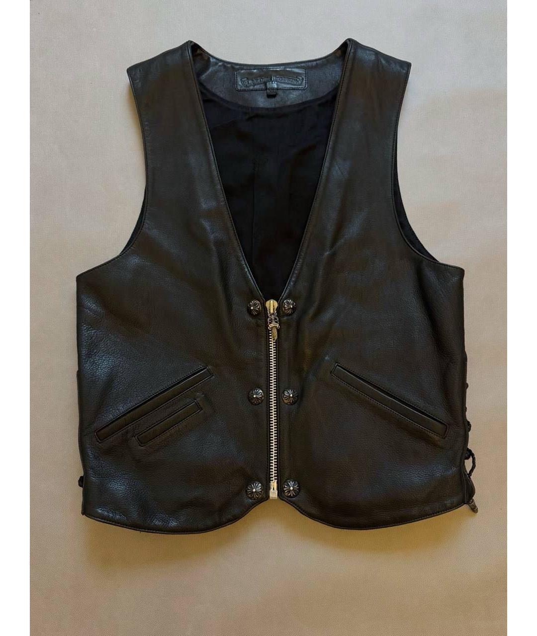 CHROME HEARTS Черный кожаный жилет, фото 7