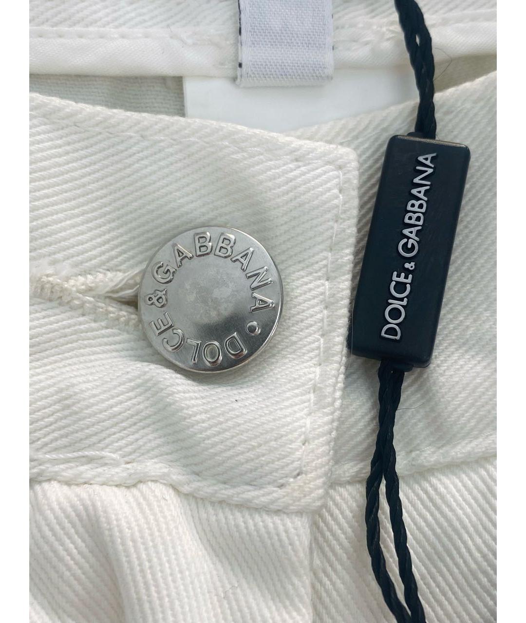 DOLCE&GABBANA Белые хлопковые прямые джинсы, фото 6