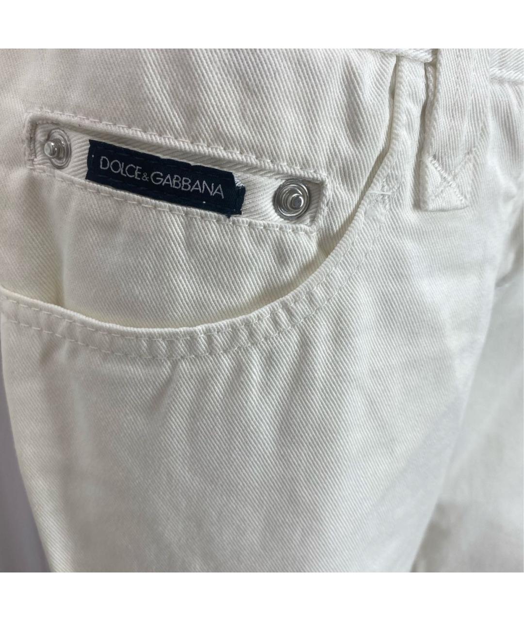 DOLCE&GABBANA Белые хлопковые прямые джинсы, фото 7