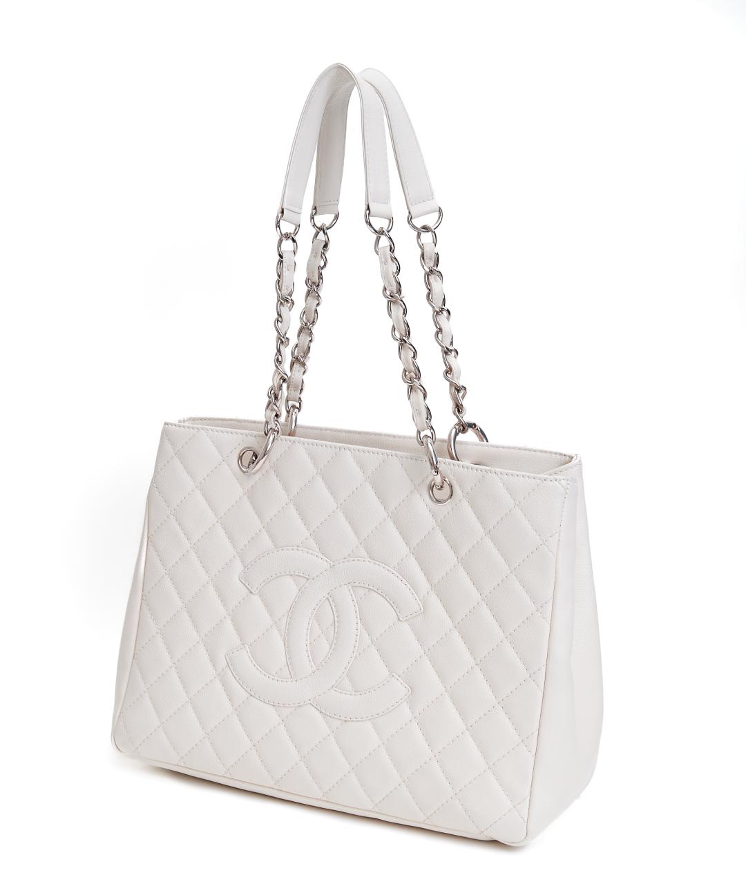 CHANEL Белая кожаная сумка тоут, фото 2