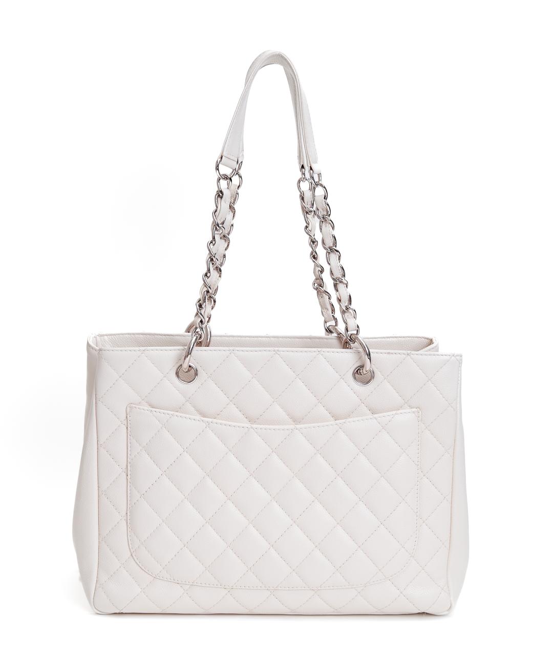 CHANEL Белая кожаная сумка тоут, фото 3