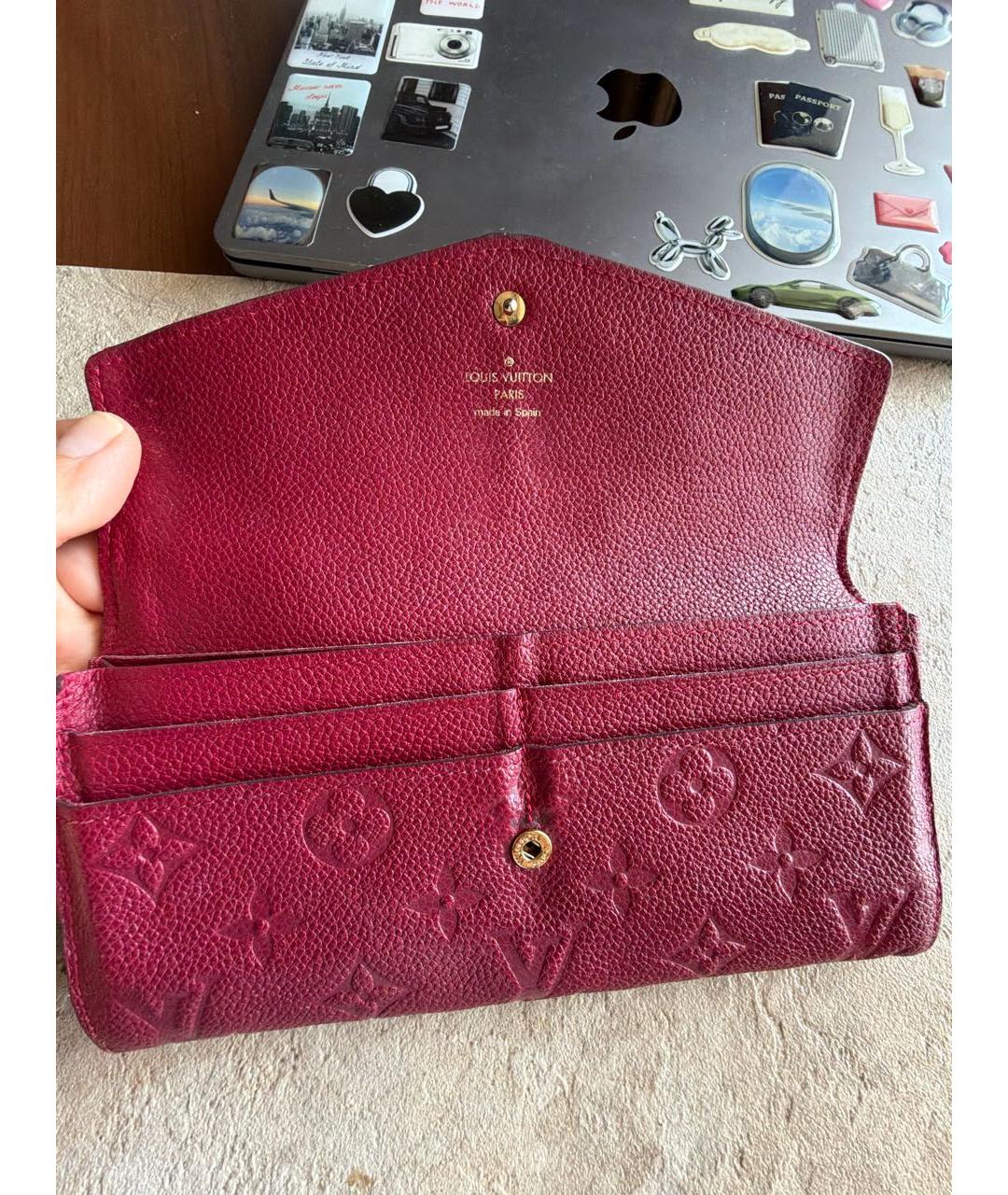 LOUIS VUITTON Красный кожаный кошелек, фото 5