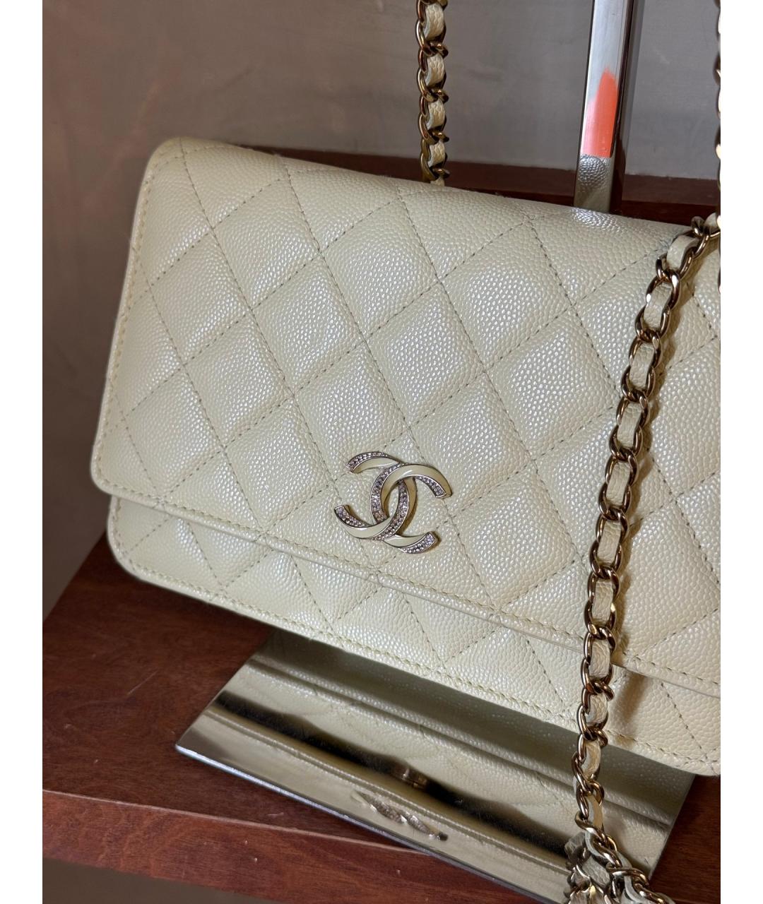 CHANEL Желтая кожаная сумка через плечо, фото 3