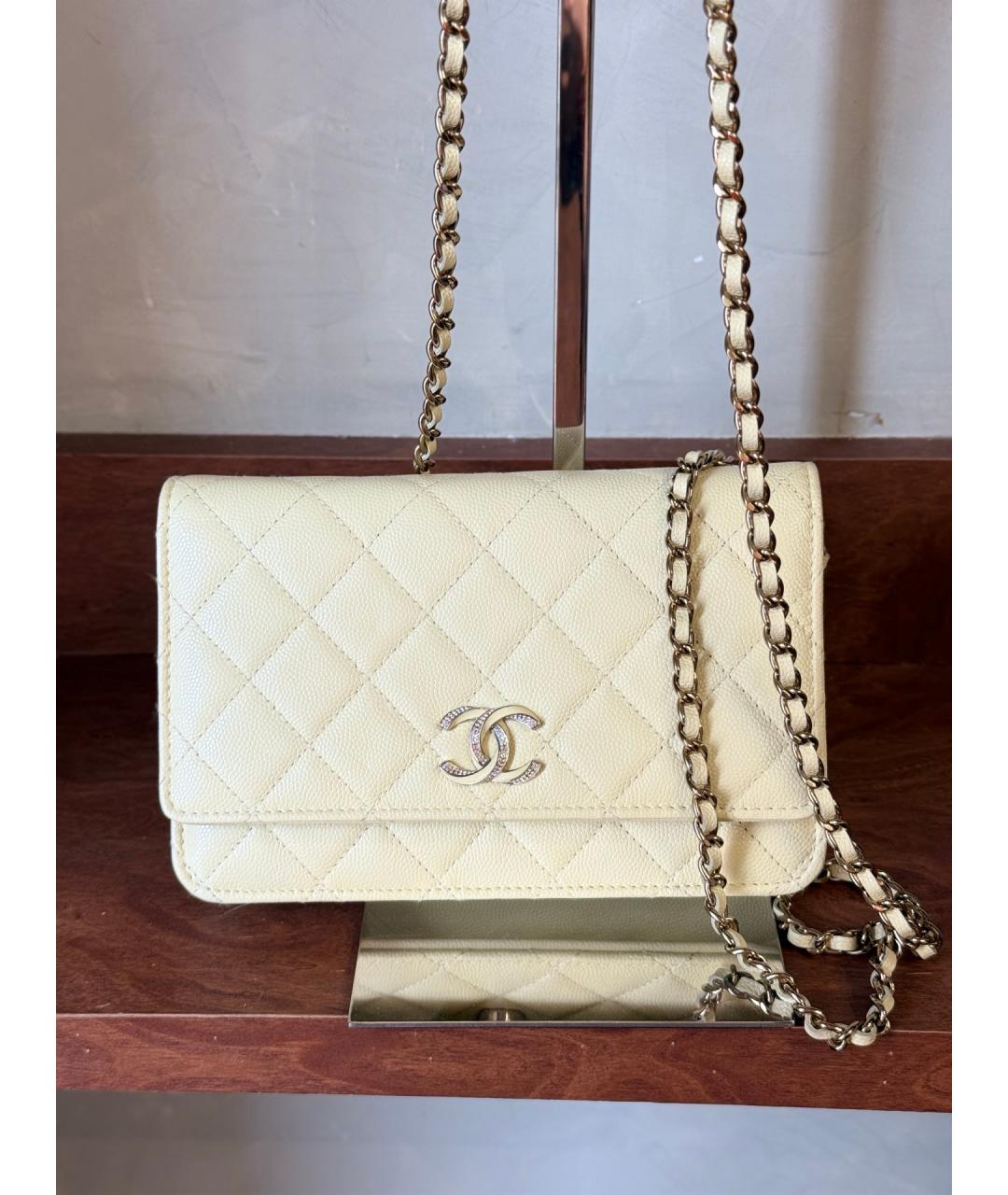 CHANEL Желтая кожаная сумка через плечо, фото 8